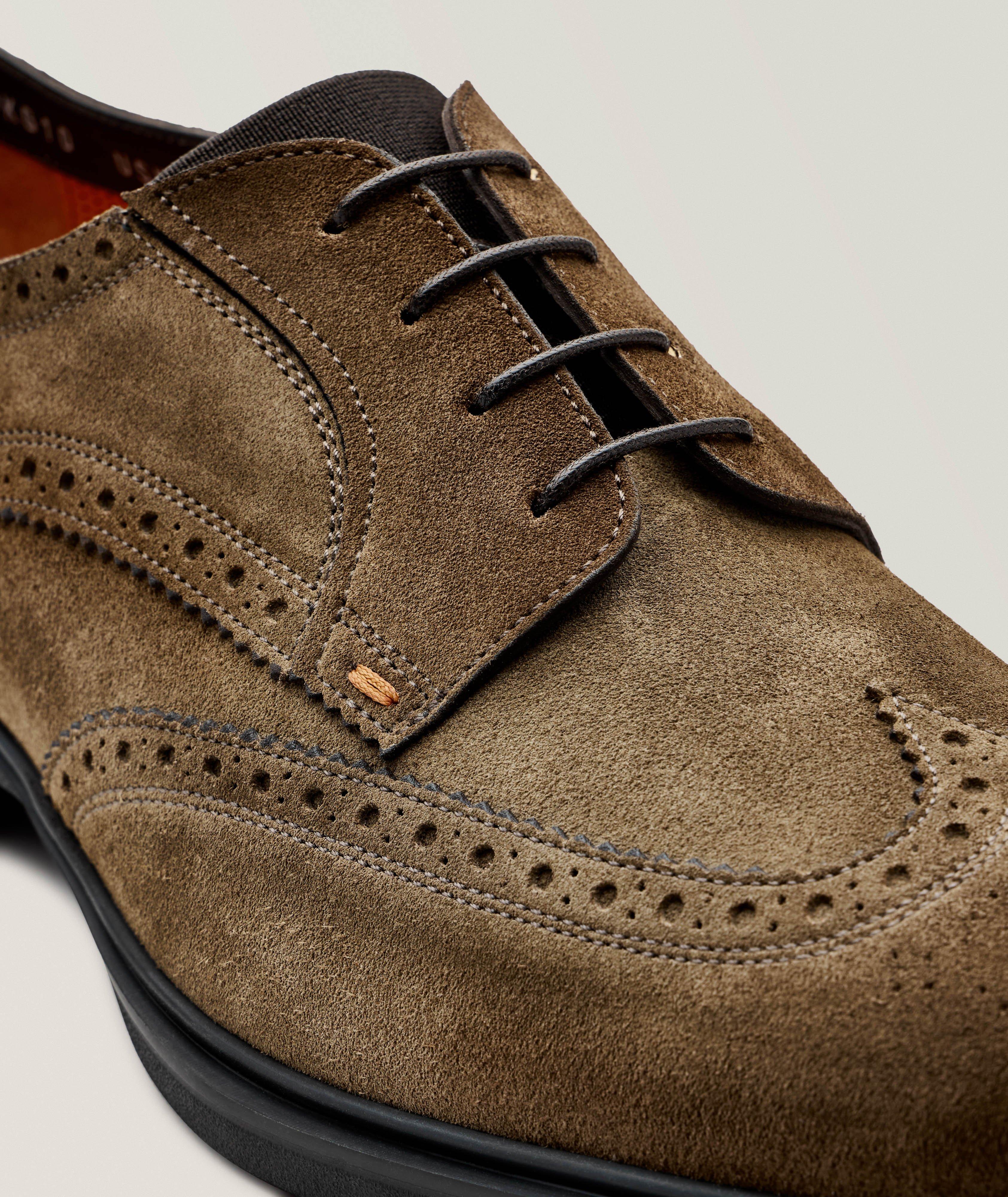 Chaussure brogue en suède à détail incurvé image 2