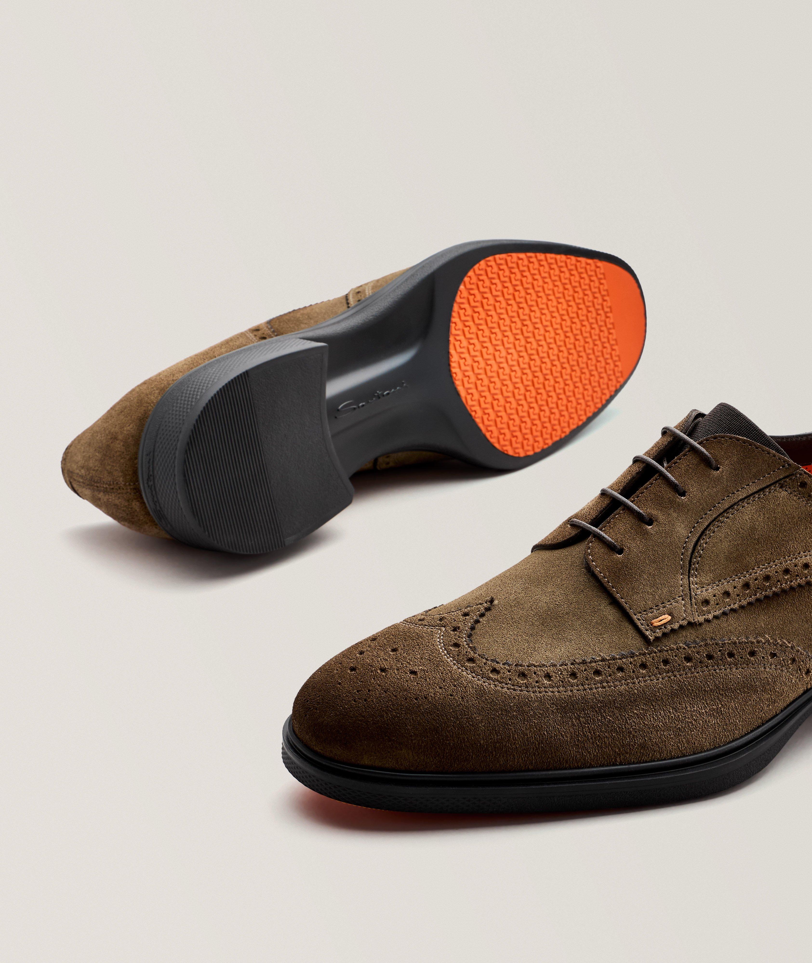 Chaussure brogue en suède à détail incurvé image 3