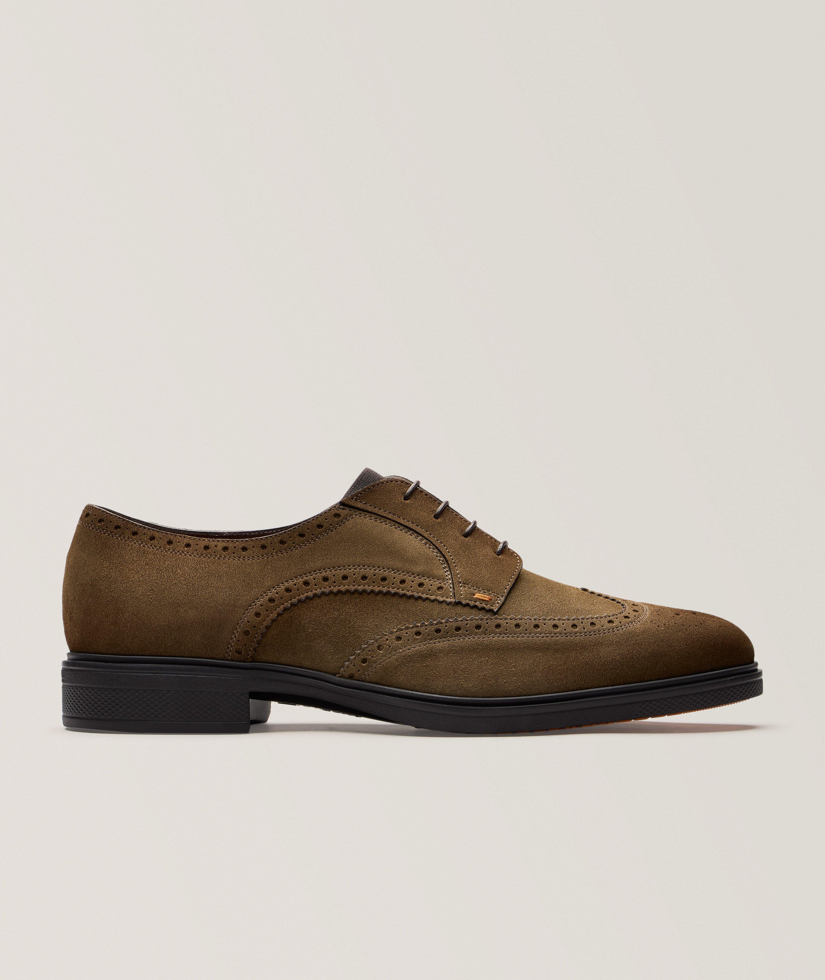 Chaussure brogue en suède à détail incurvé image 0