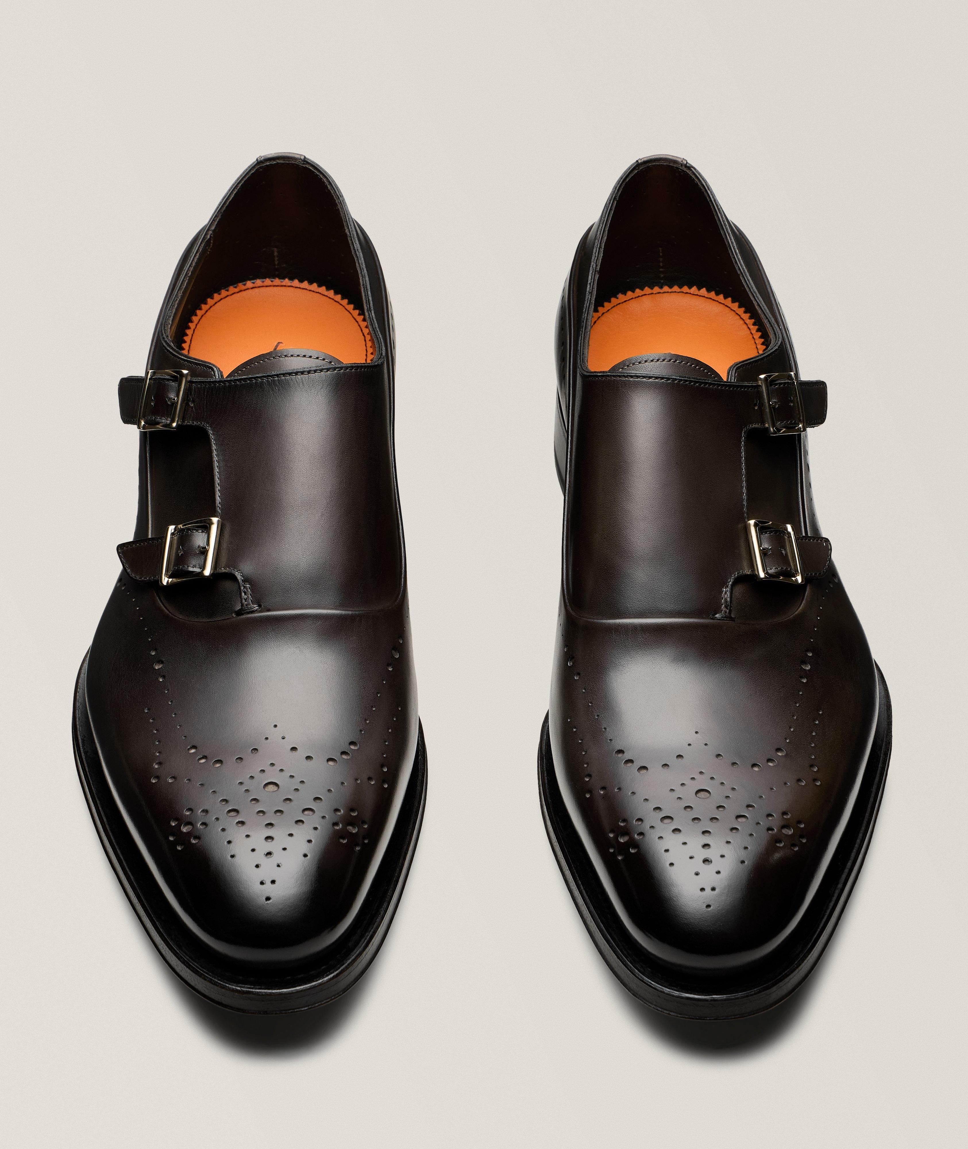 Polished Leather Wingtip Monkstraps image 1