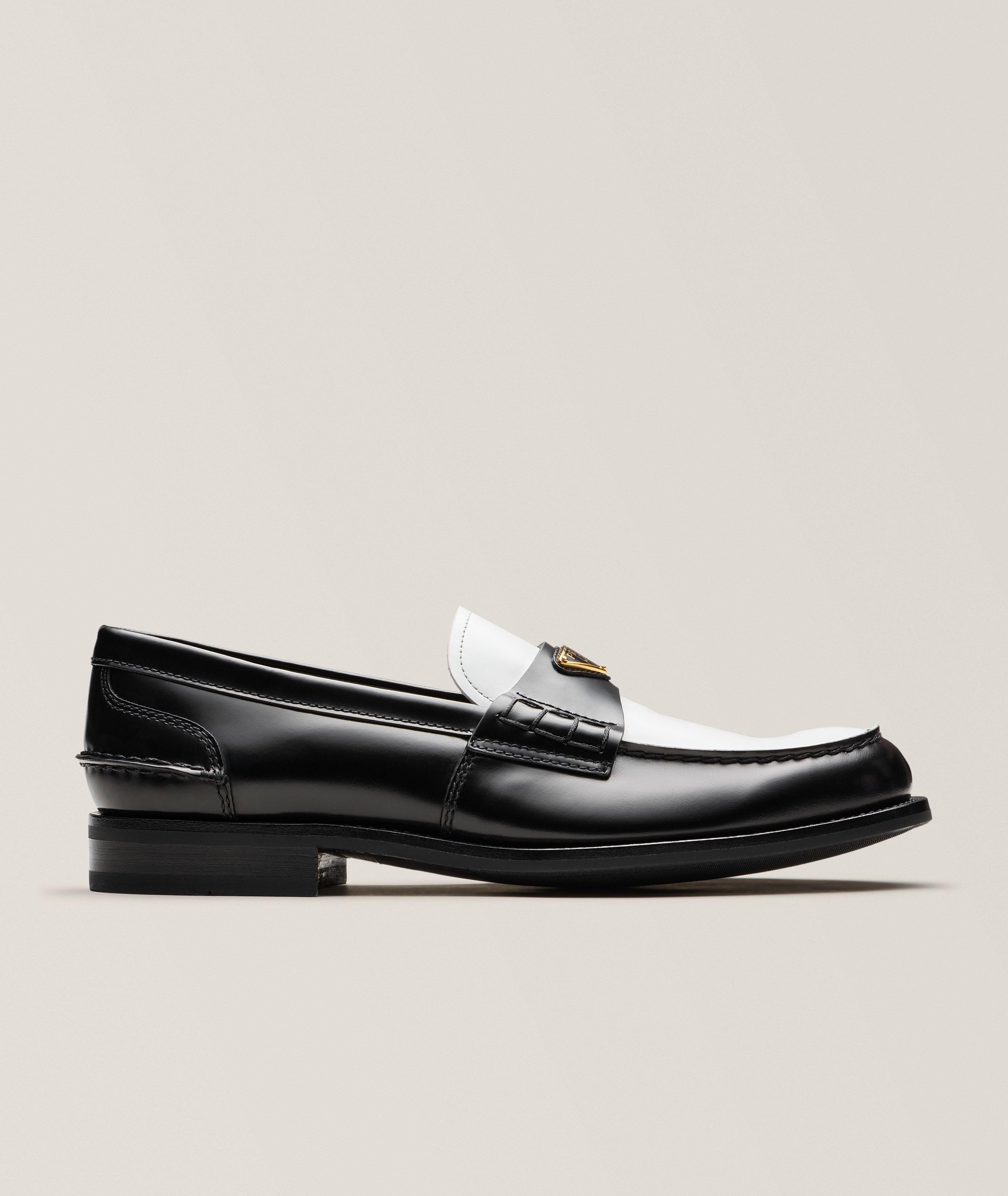 Two-Tone Brushed Leather Loafers  image 0