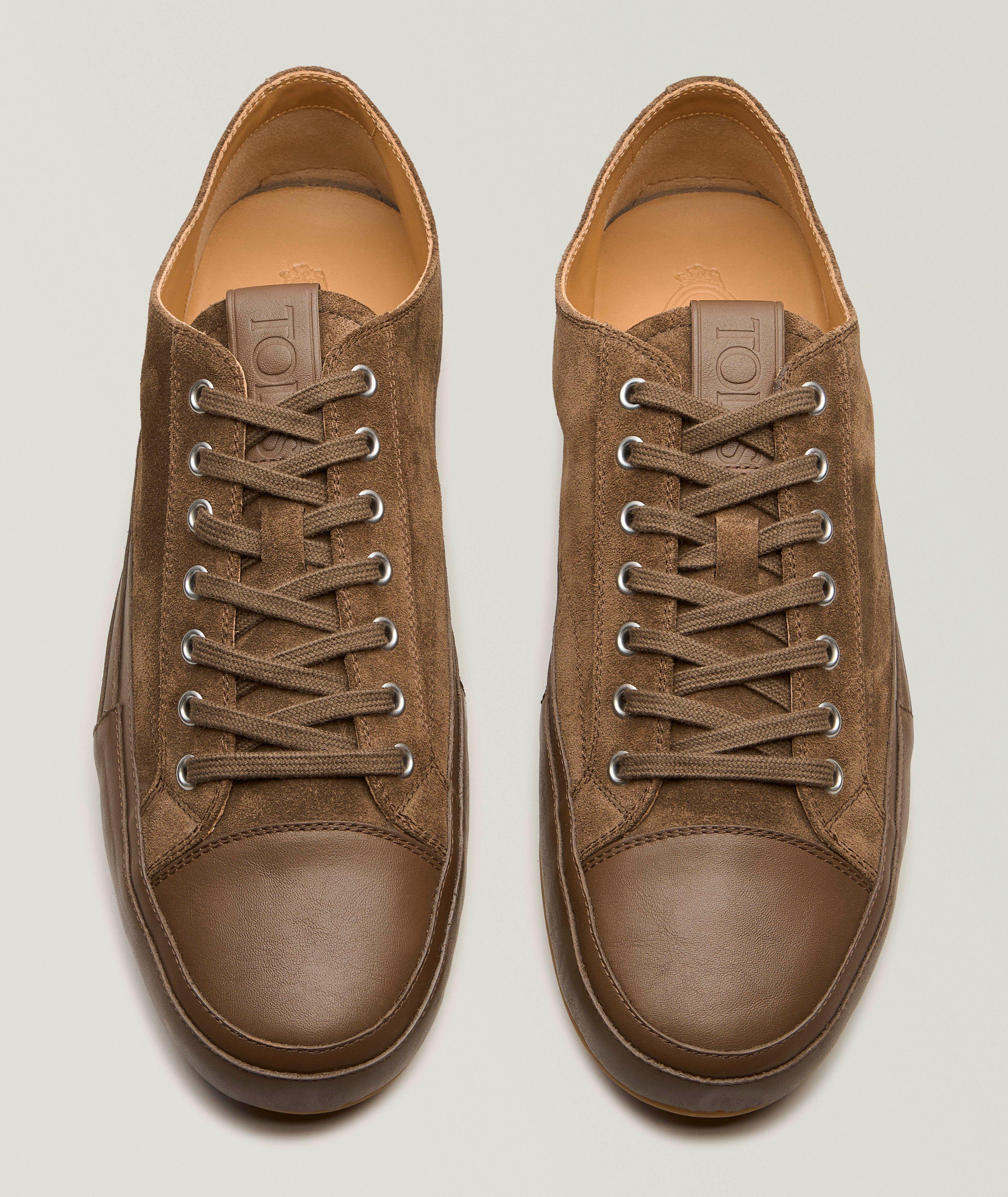 Chaussure sport en suède et en cuir à bout rapporté image 1