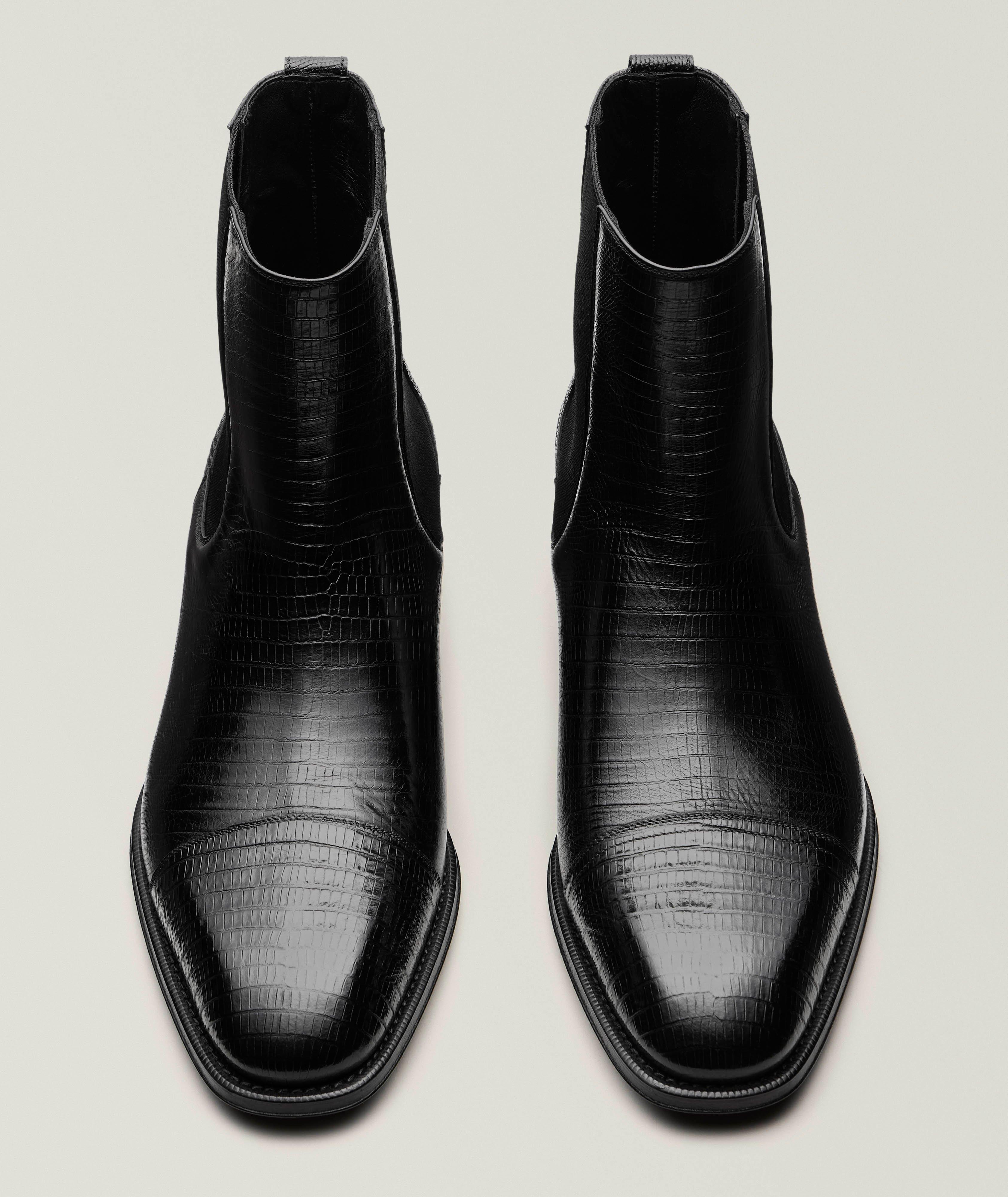Botte de style Chelsea en cuir à motif d’écailles image 1