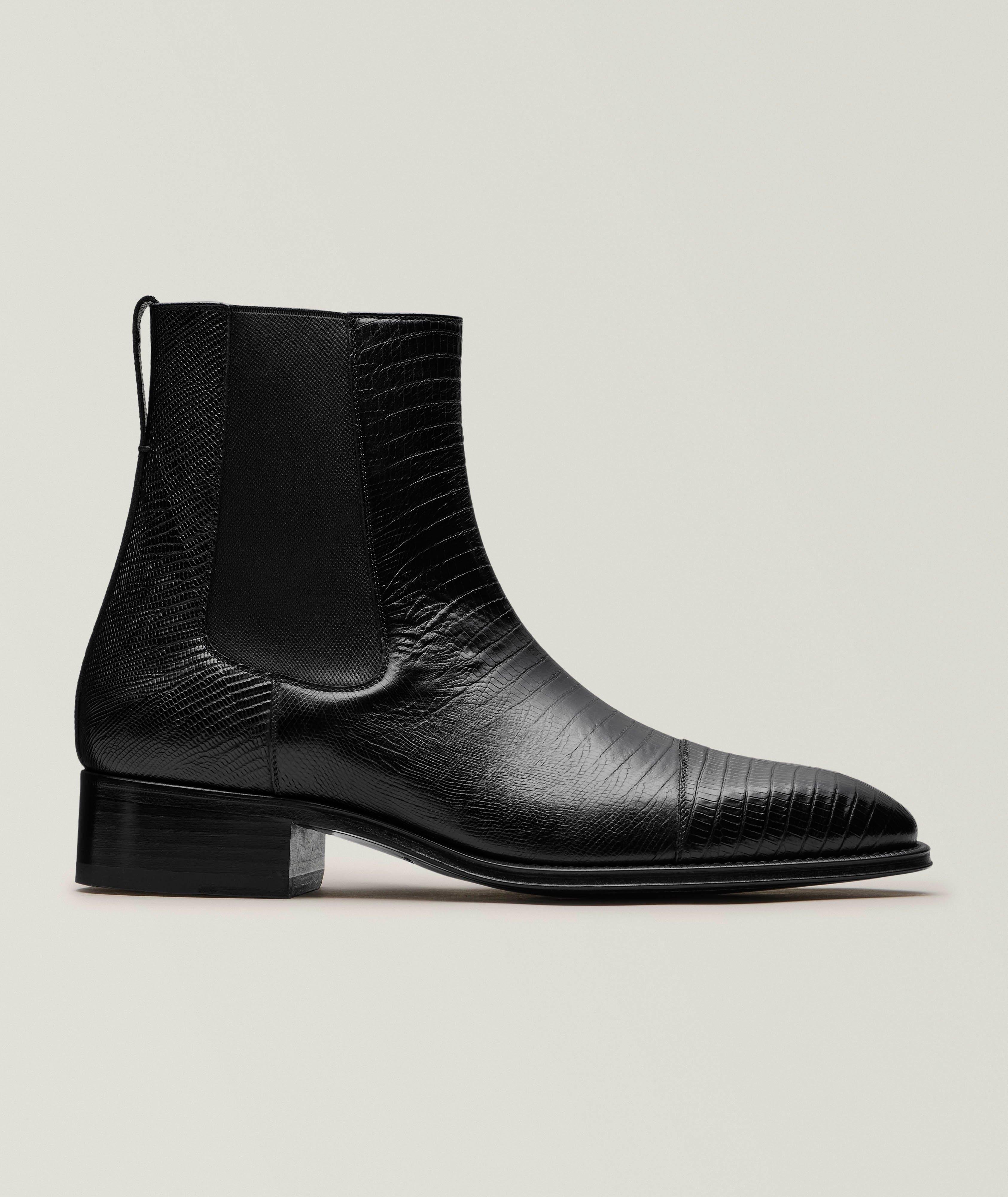 Botte de style Chelsea en cuir à motif d’écailles image 0