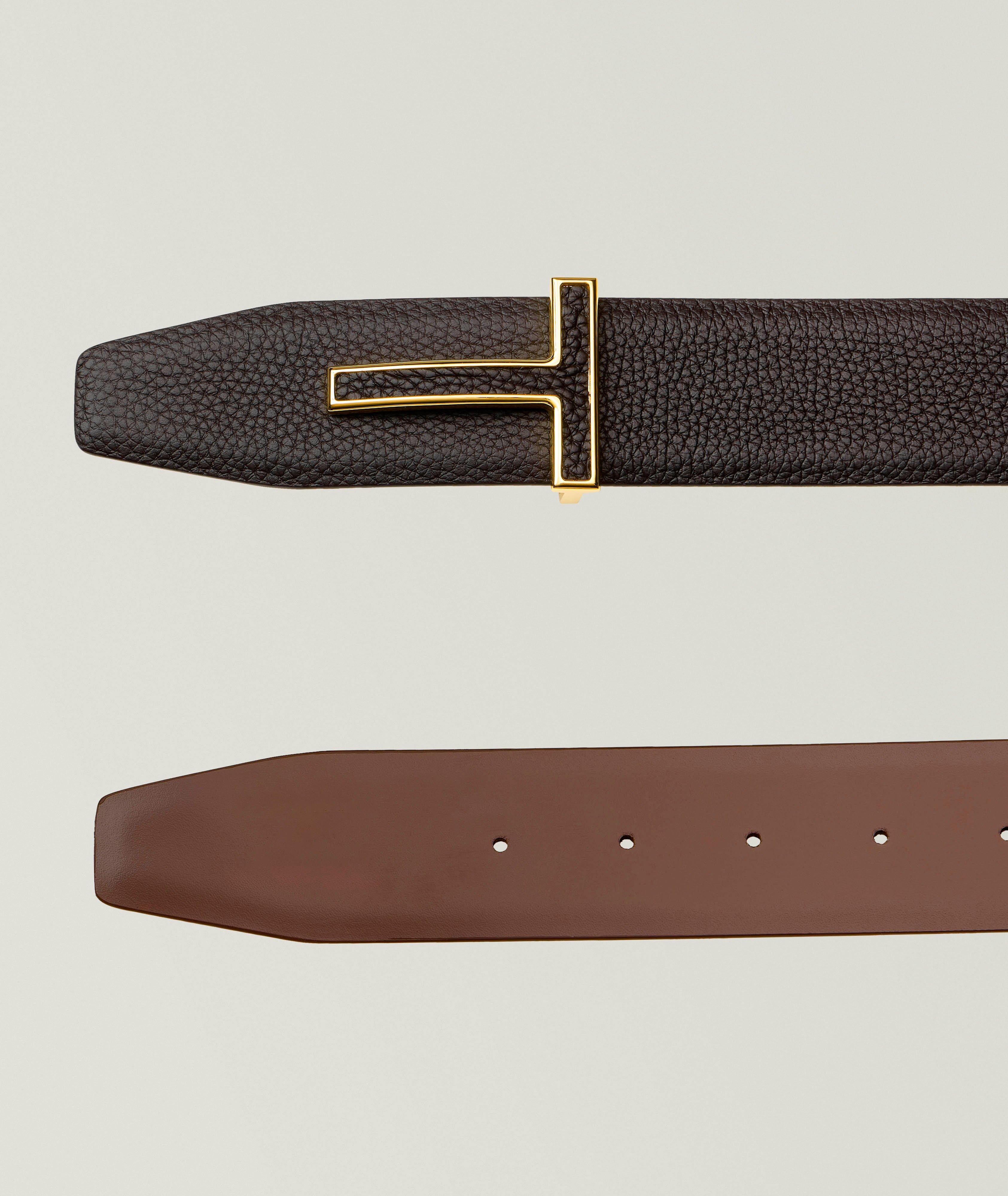 Reversible Grained Leather T-Buckle Belt  image 1