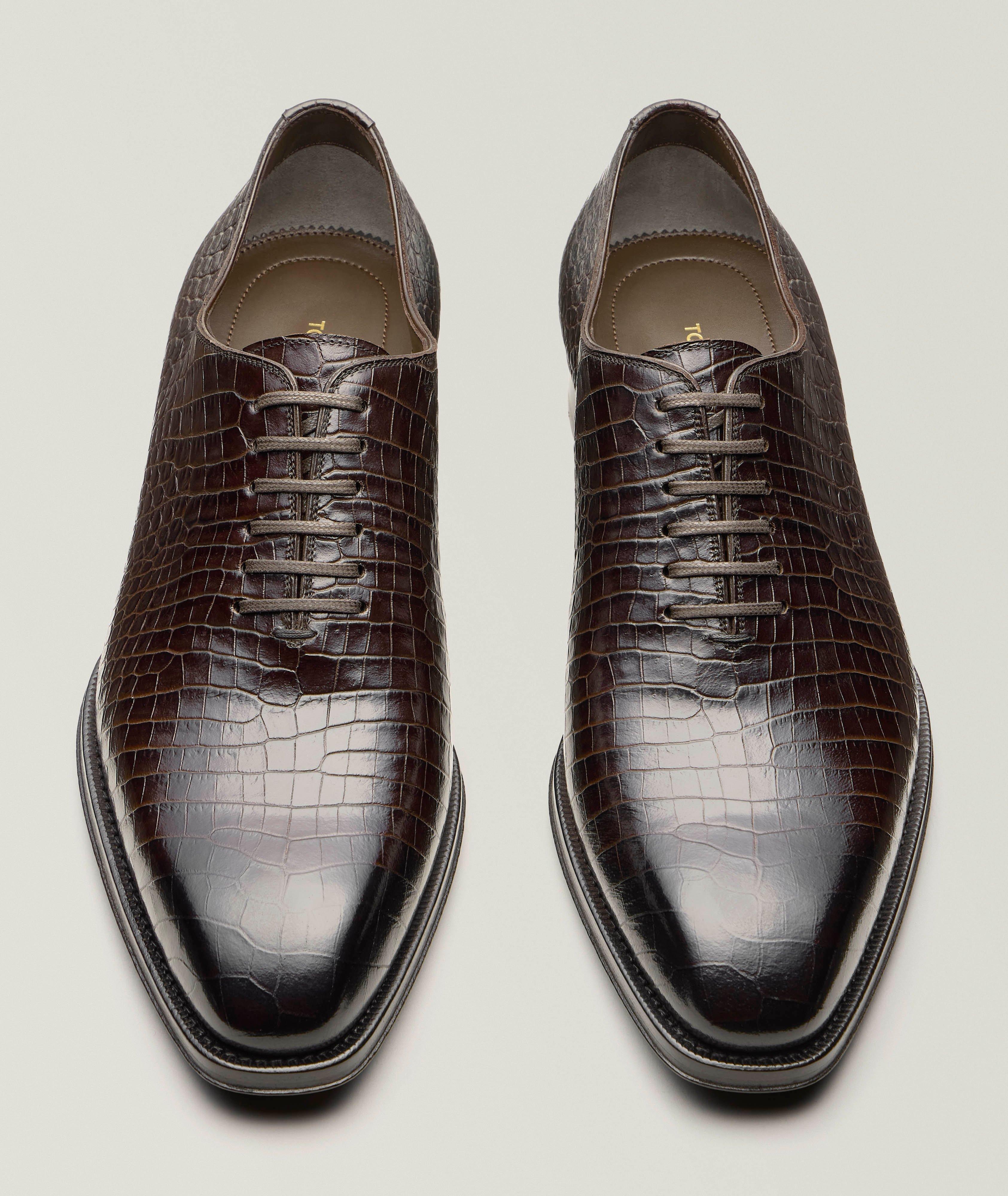 Chaussure lacée Elkan en cuir à motif crocodile image 1
