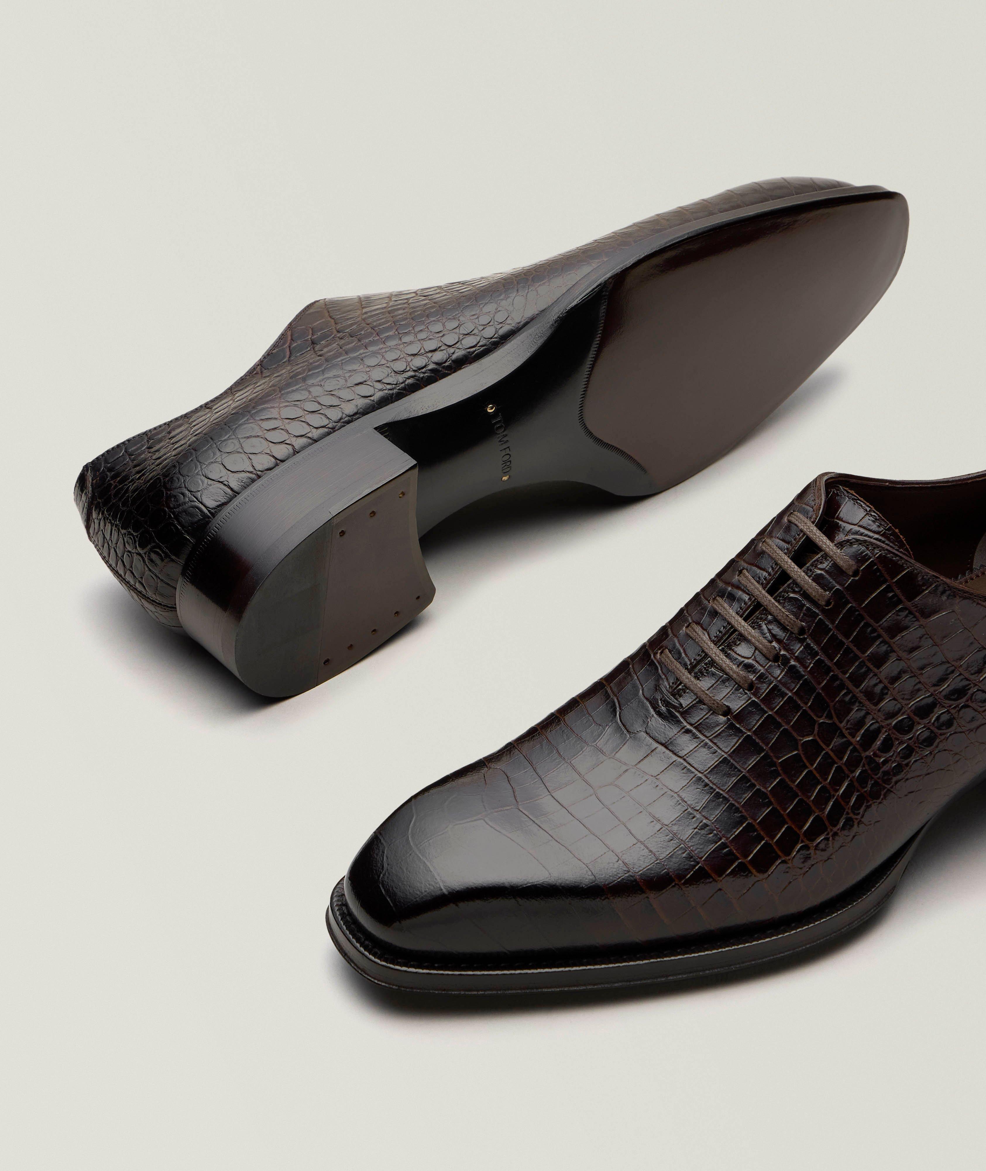 Chaussure lacée Elkan en cuir à motif crocodile image 3