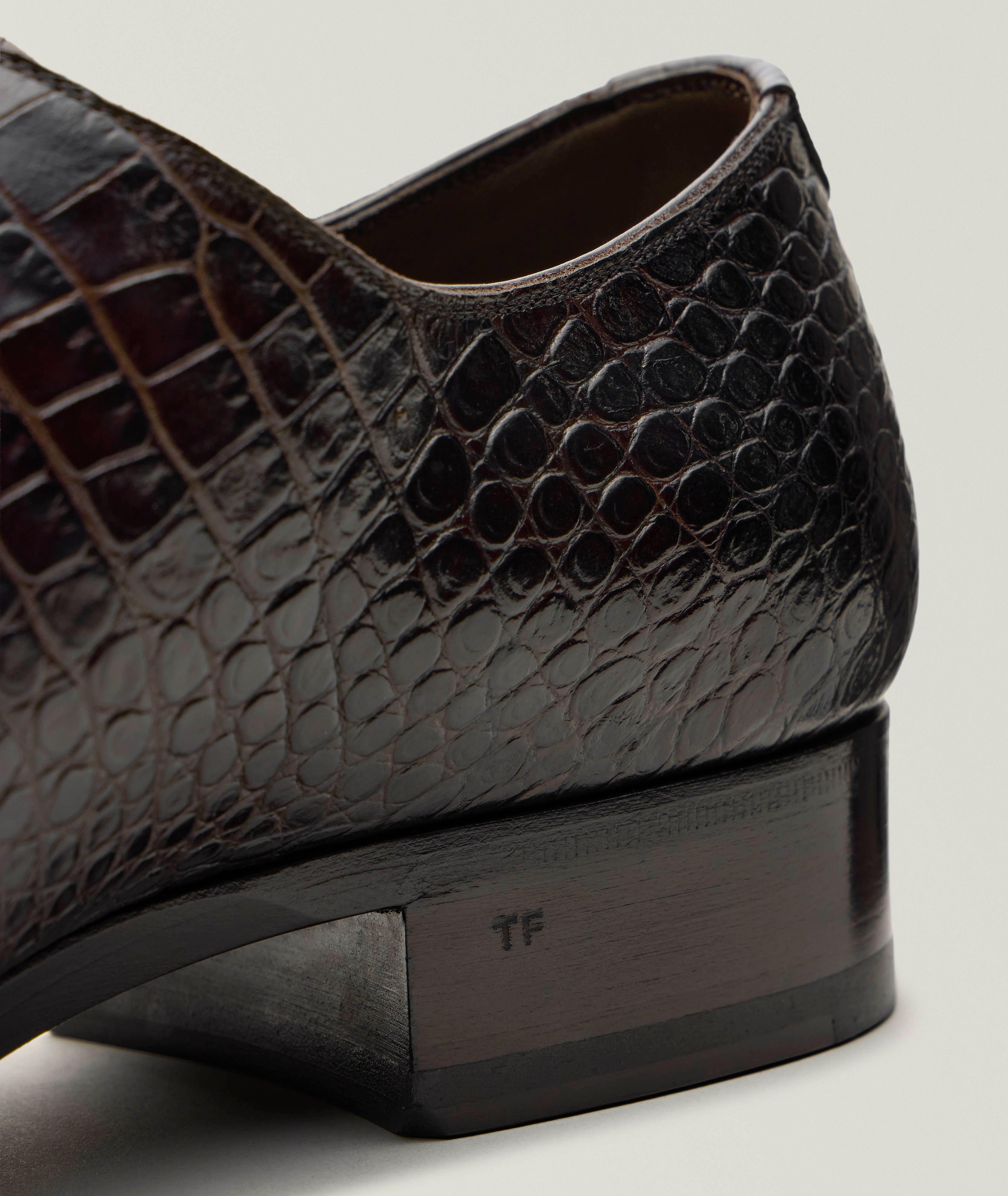 Chaussure lacée Elkan en cuir à motif crocodile image 4