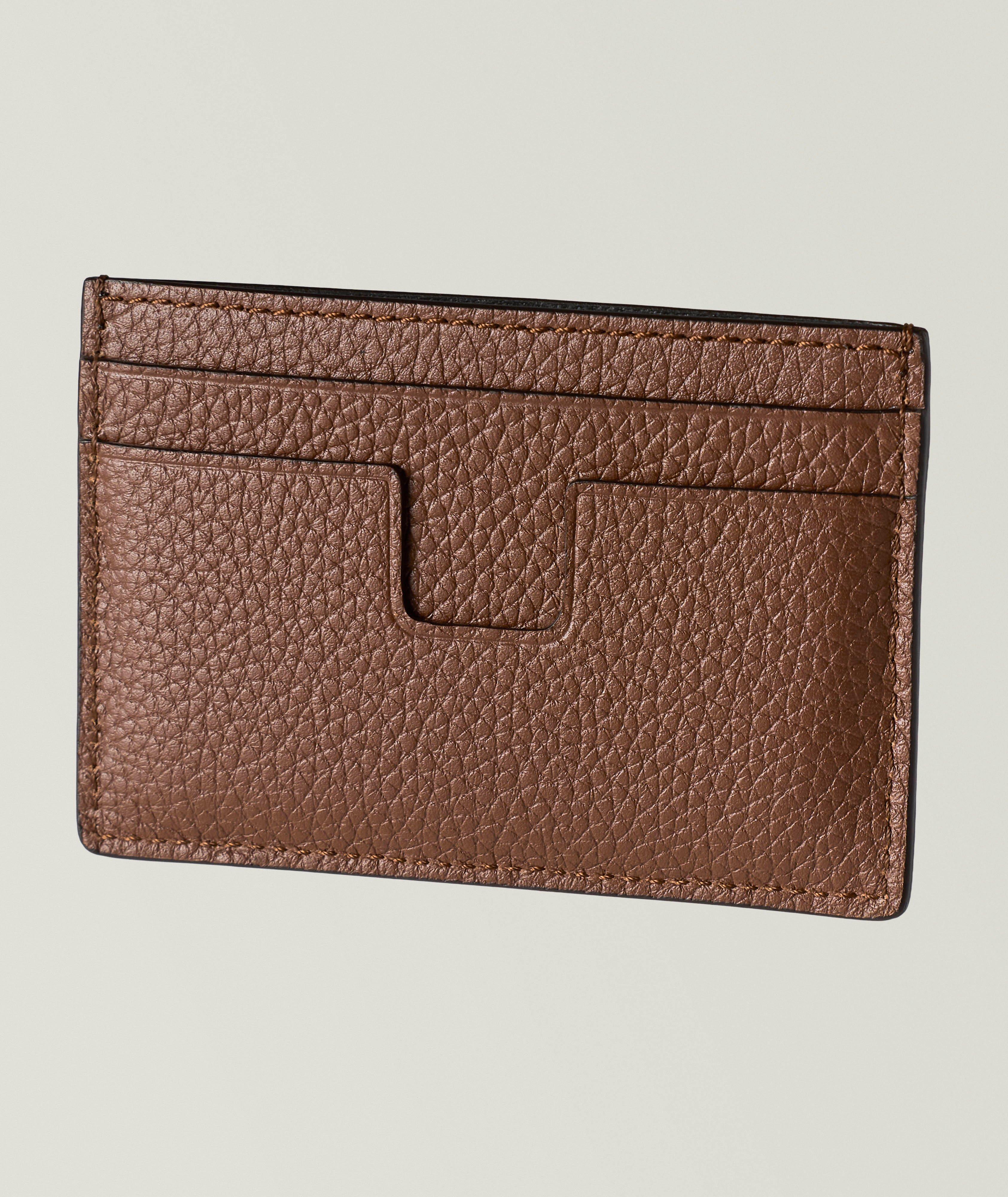 Grained Leather T-Line Card Holder image 1