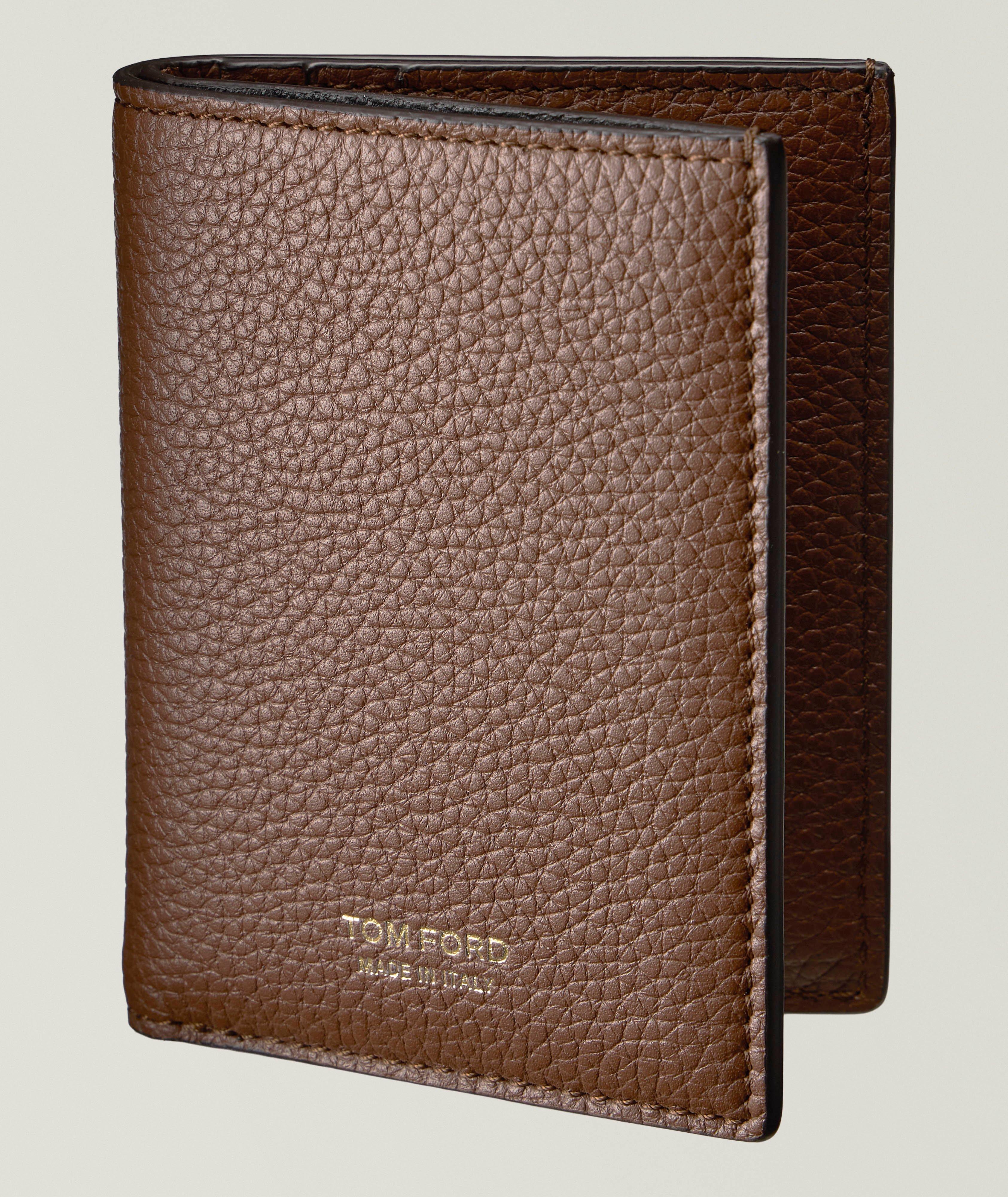 Porte-carte plié en cuir grenu image 0