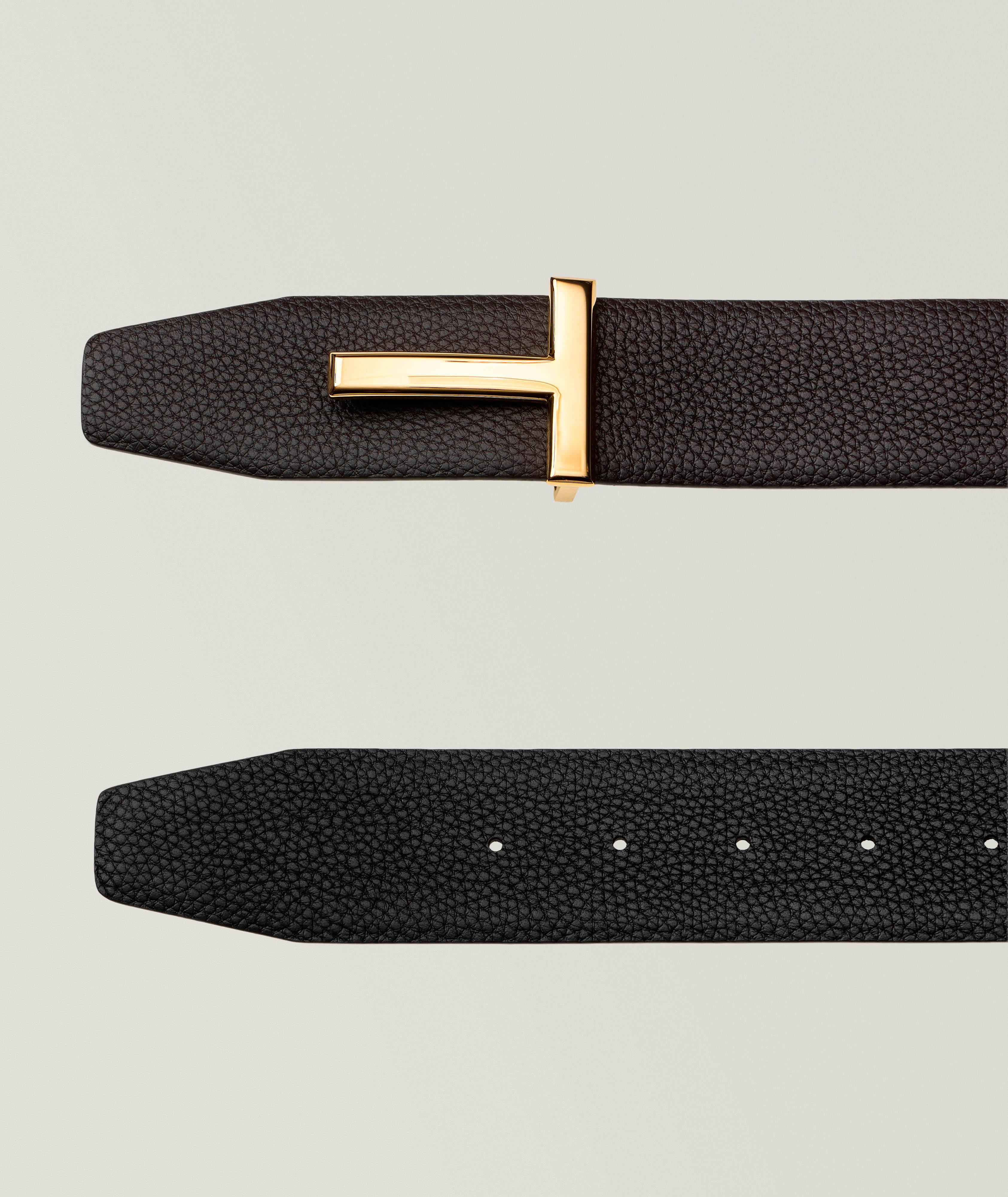 Reversible Grained Leather T-Buckle Belt  image 1