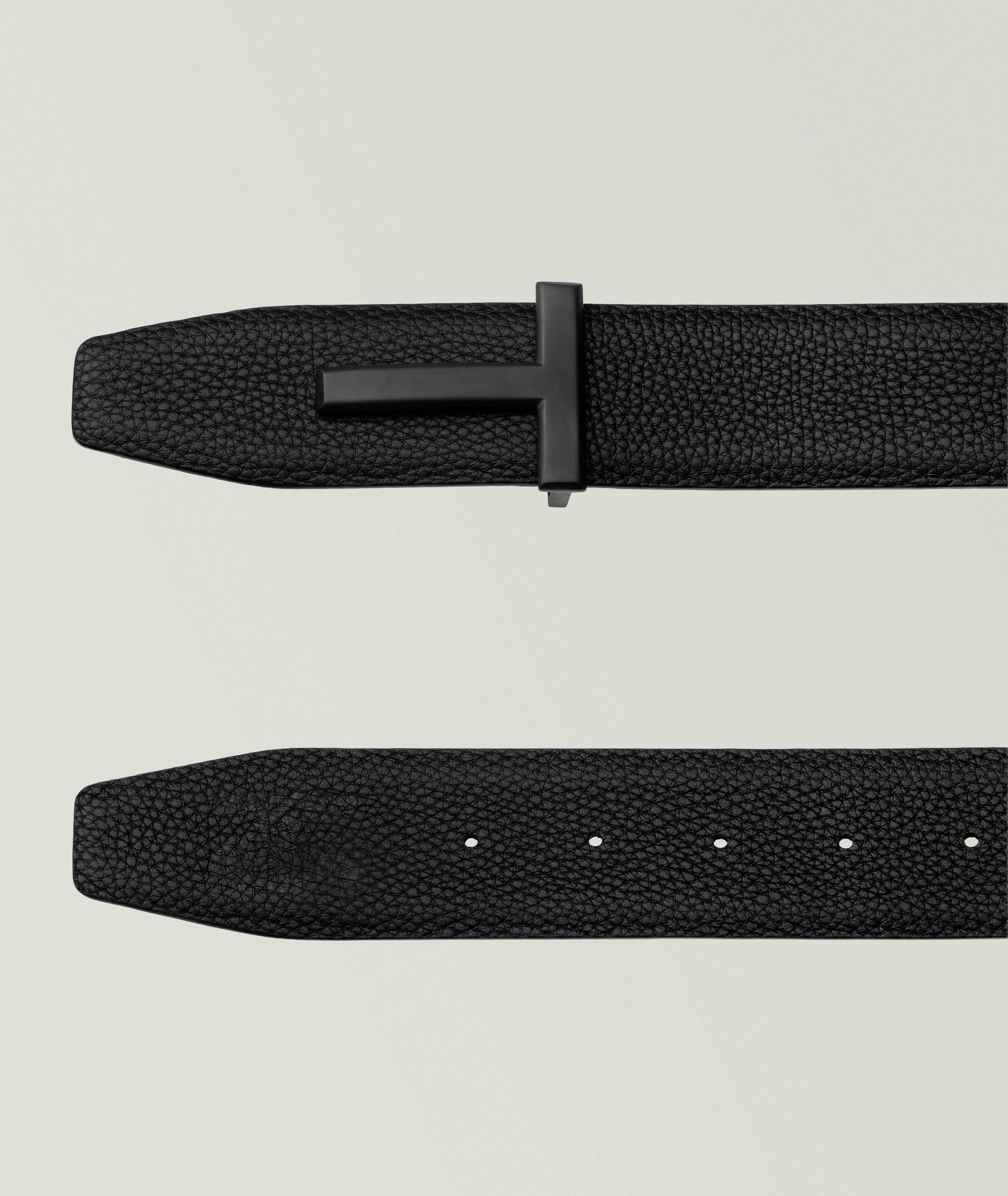 Ceinture réversible en cuir grenu à boucle en T image 1