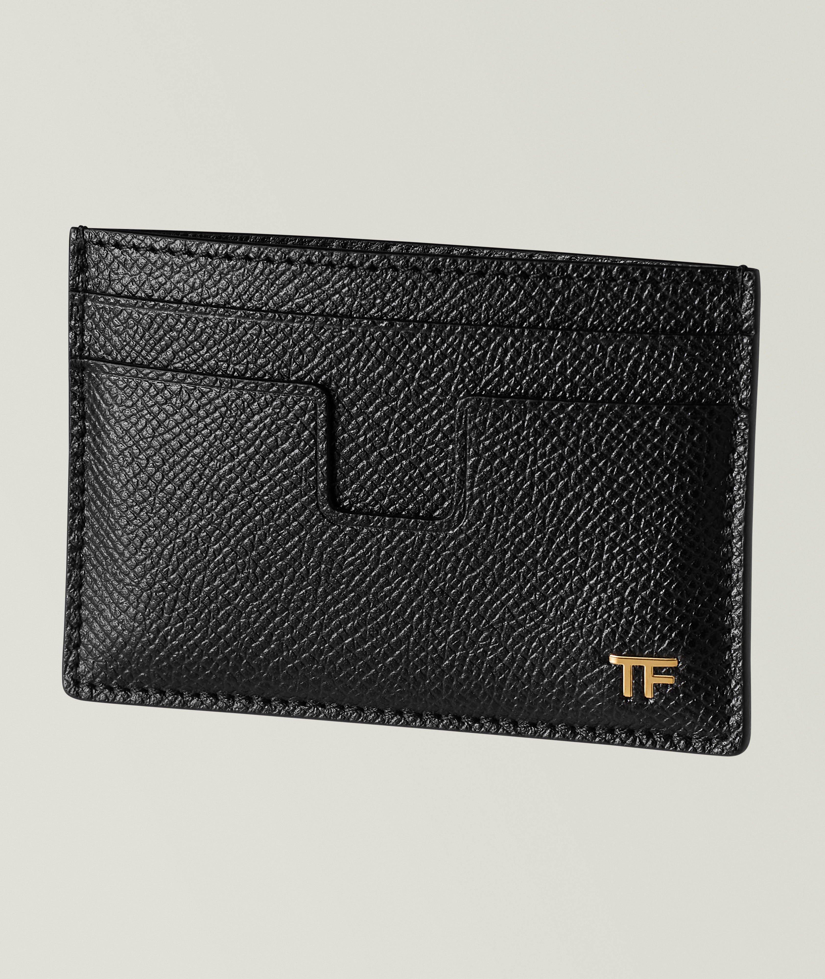 Grained Leather Logo Card Holder image 0