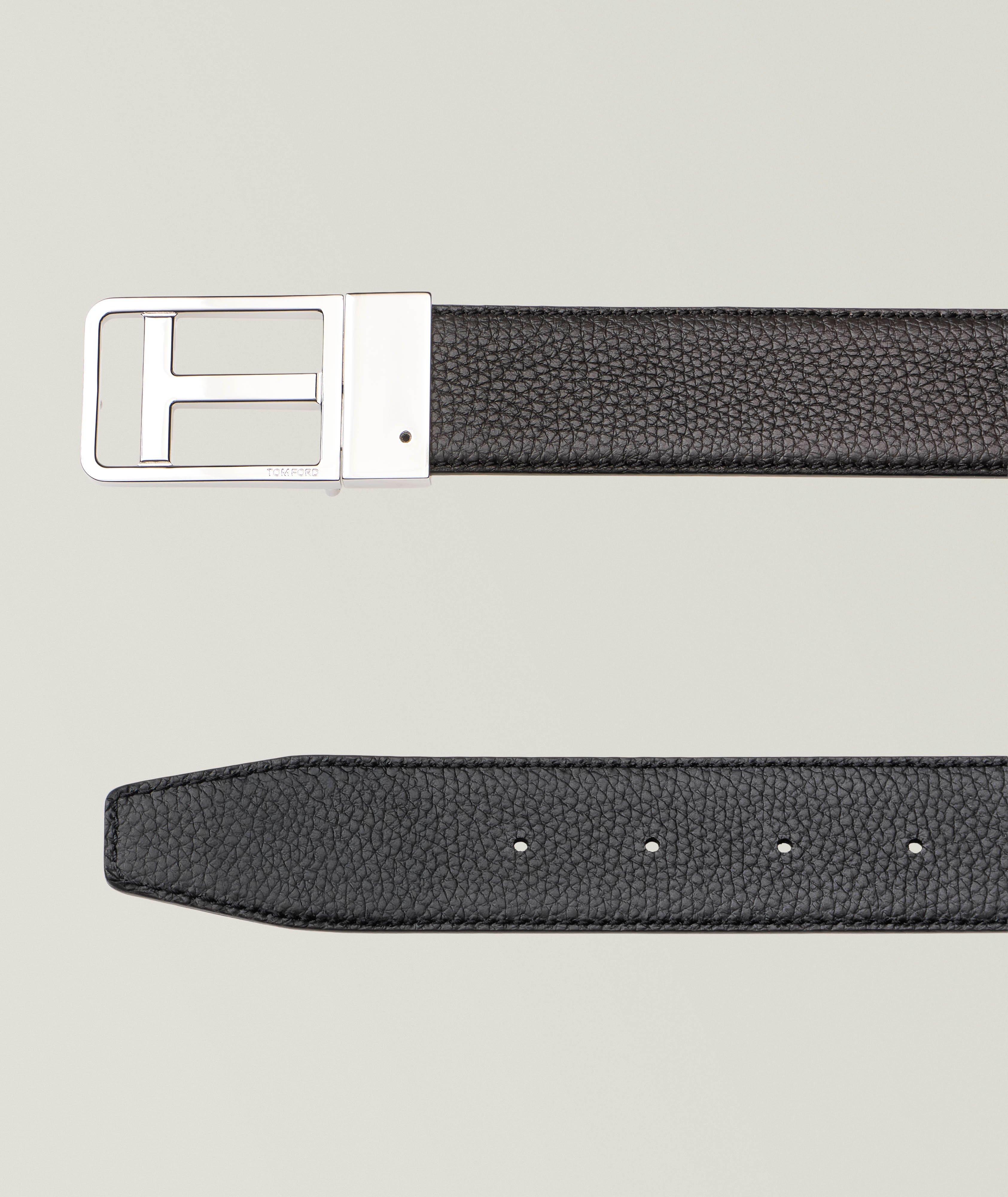 Reversible Grained Leather T-Buckle Belt  image 1