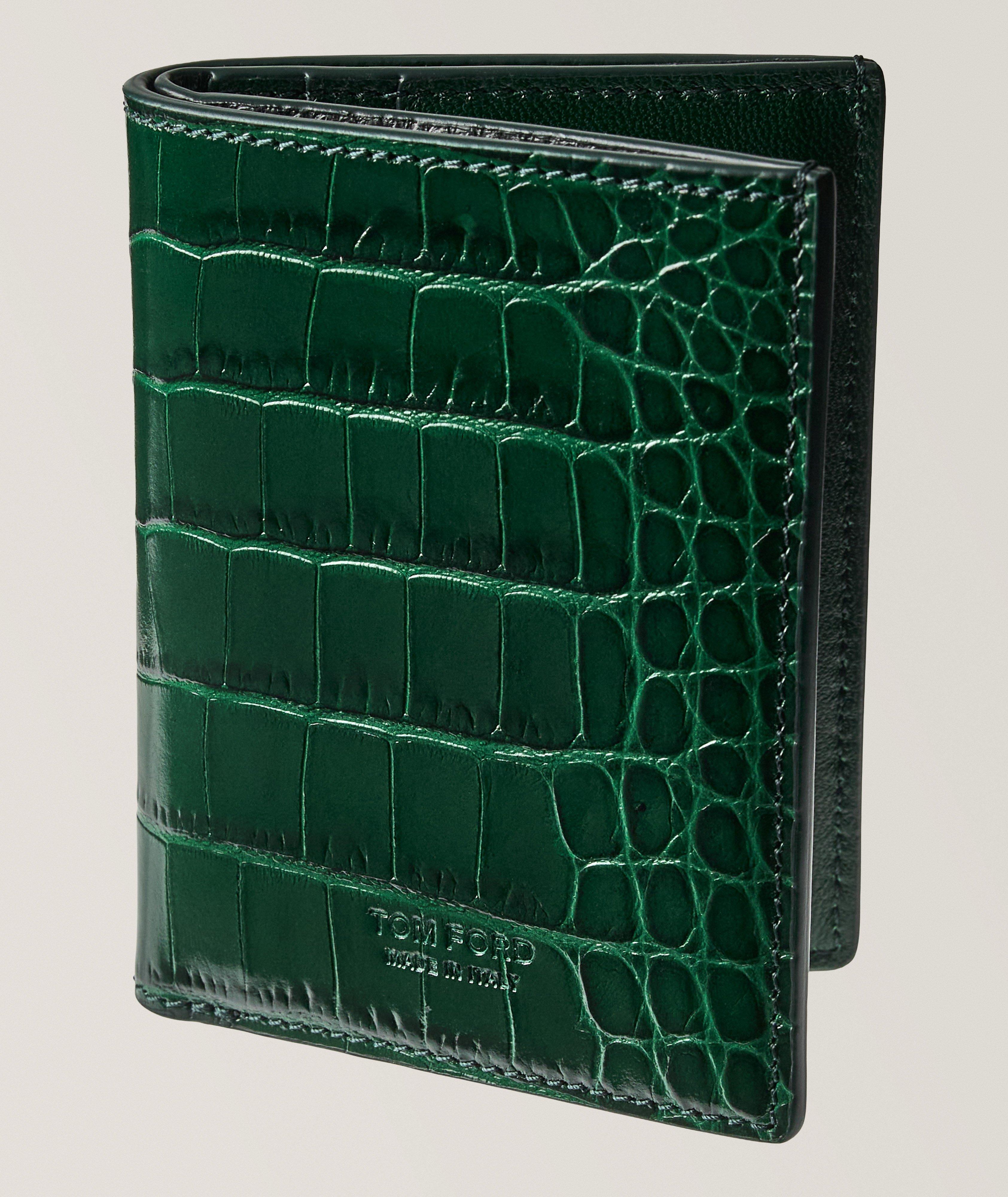 Porte-cartes pliant en cuir imprimé croco image 0