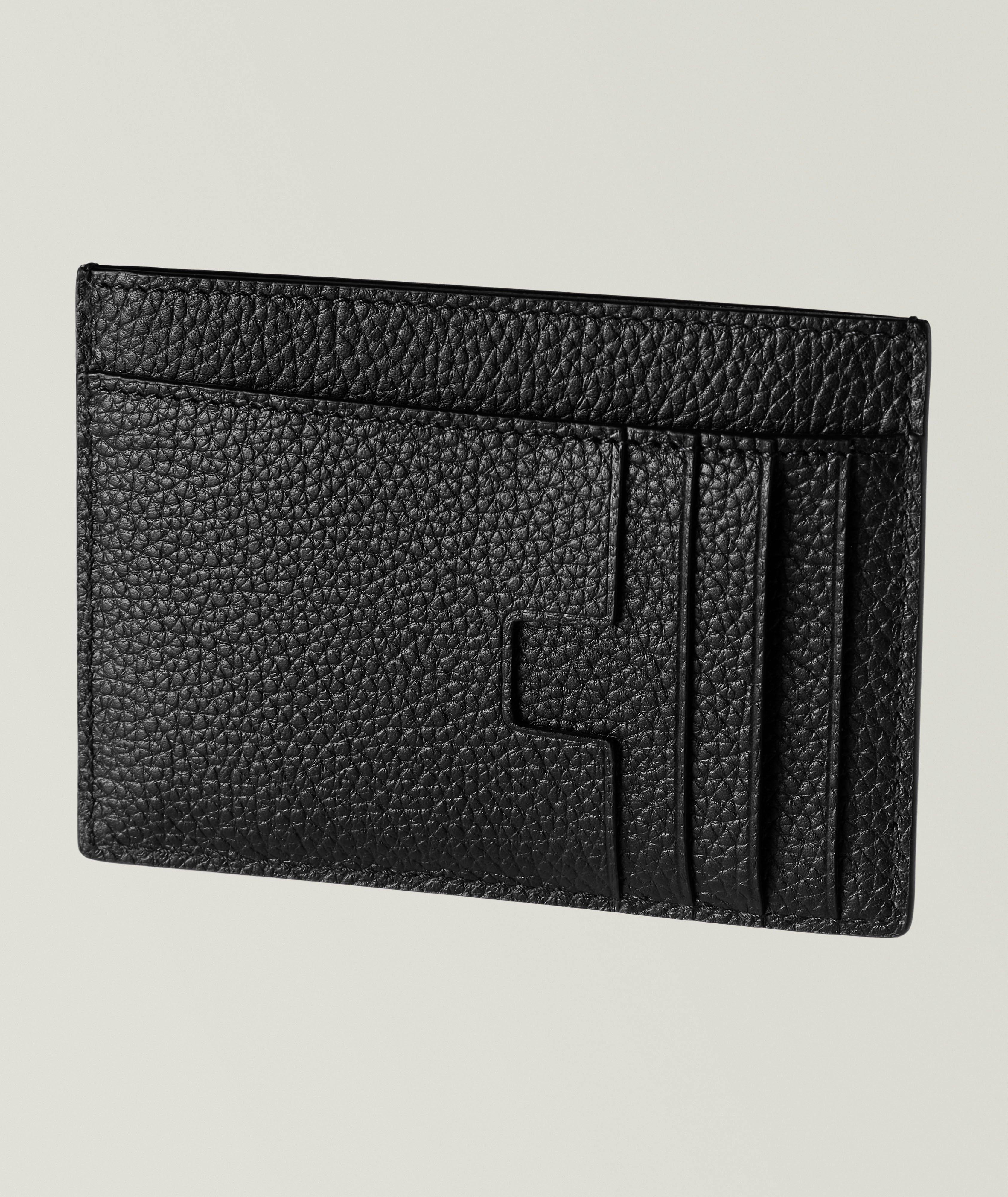 Large Grained Leather T-Line Card Holder image 1
