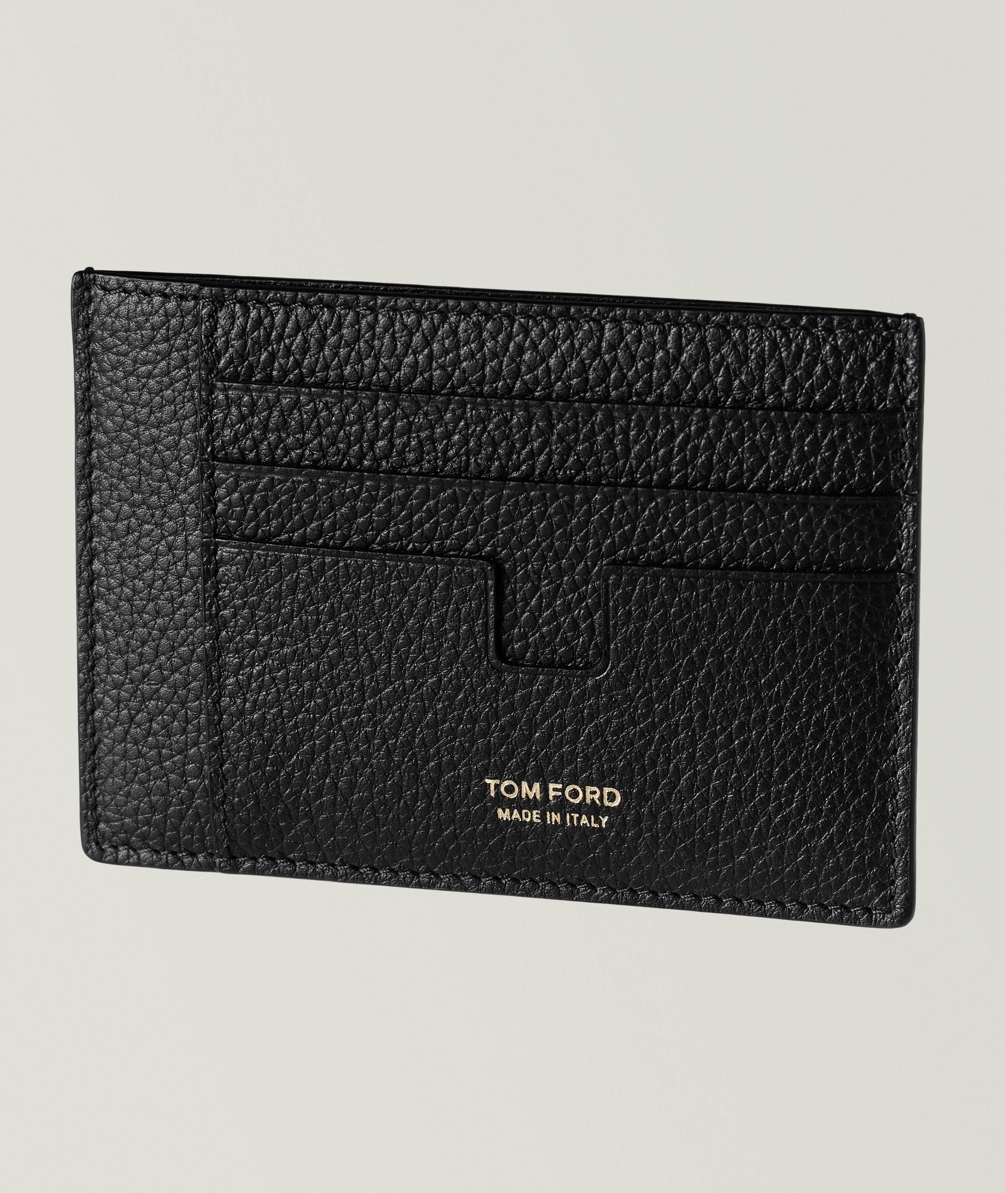Large Grained Leather T-Line Card Holder image 0