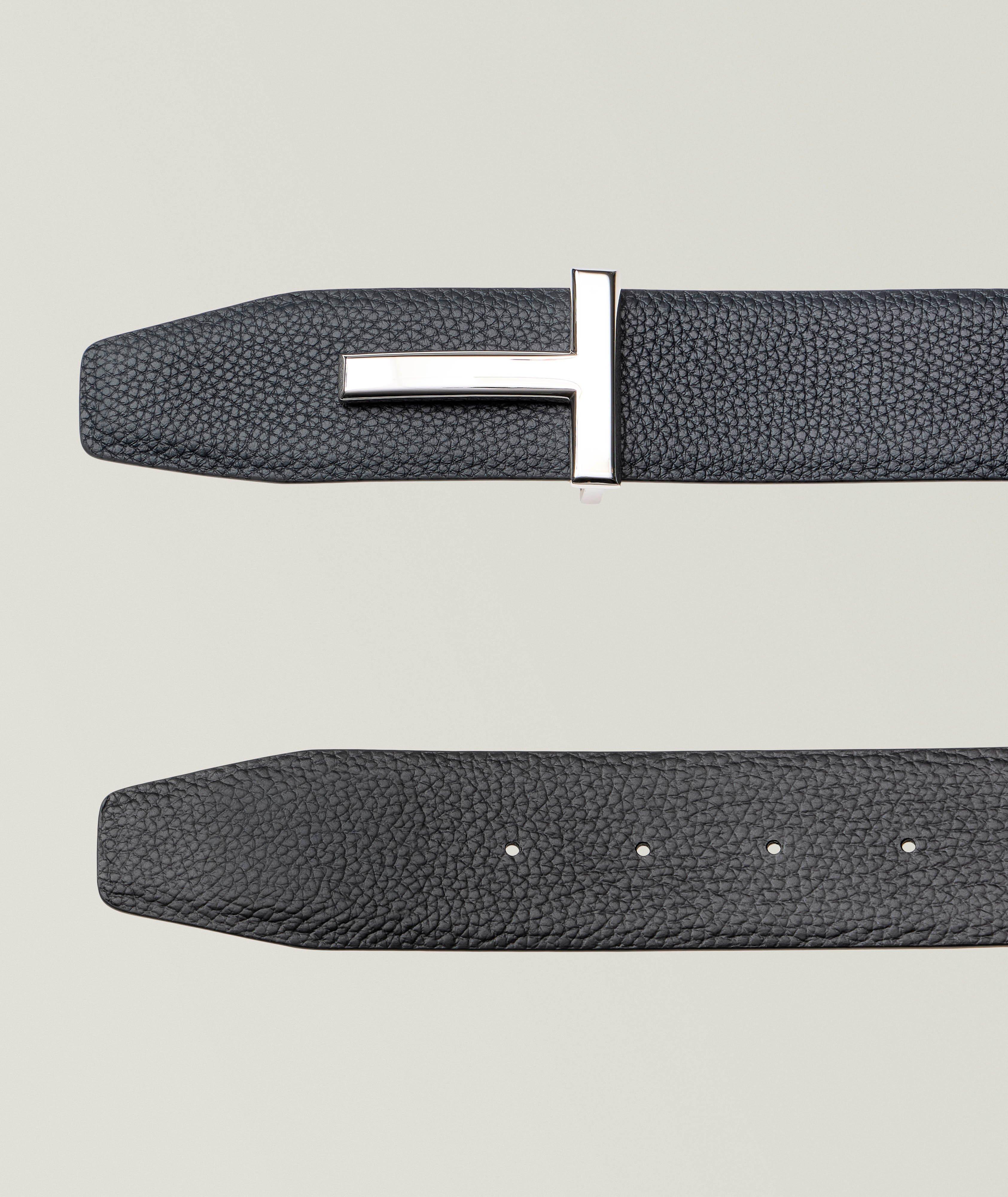 Reversible Grained Leather T-Buckle Belt  image 1