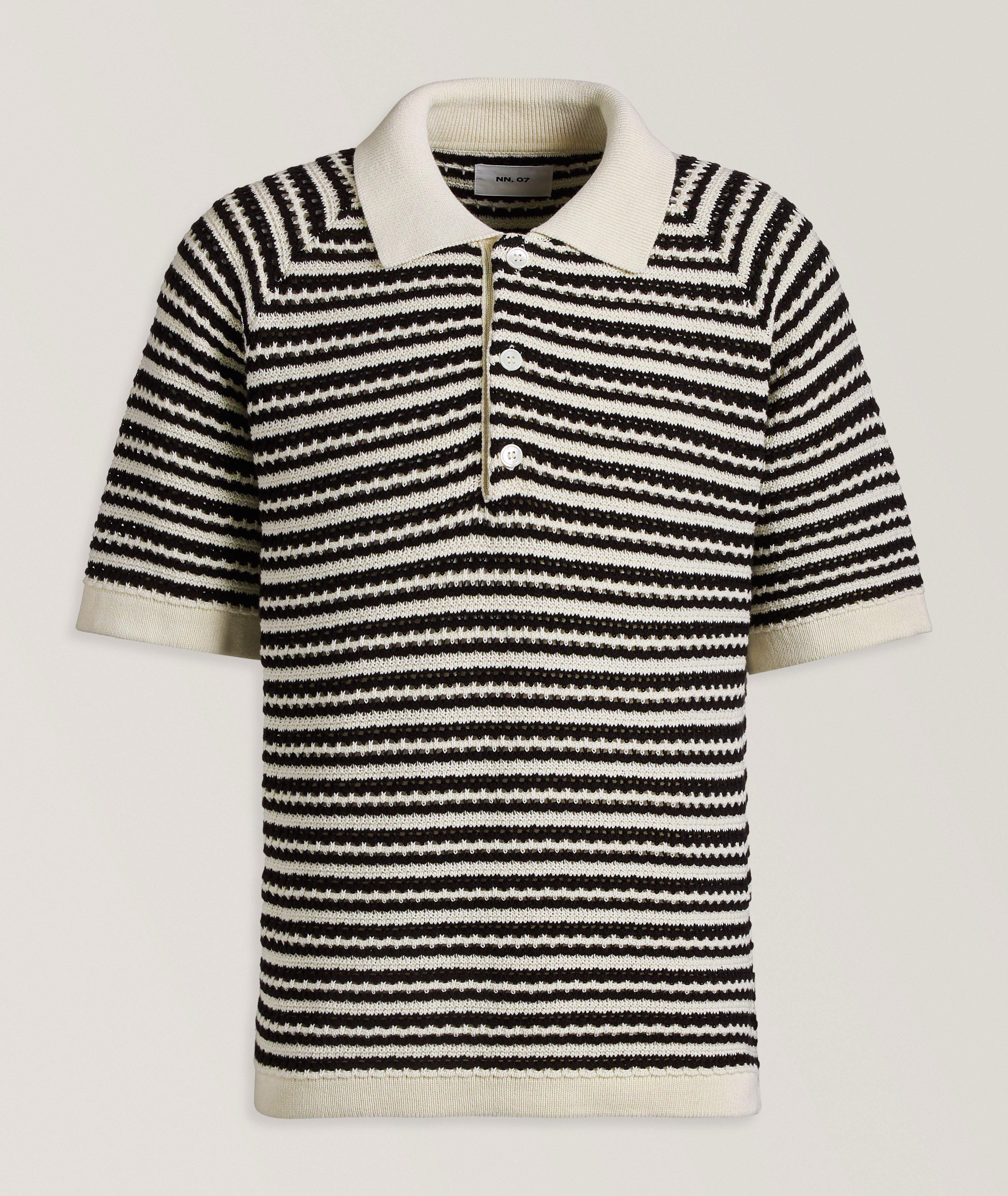 Brett Striped Crochet Polo image 0