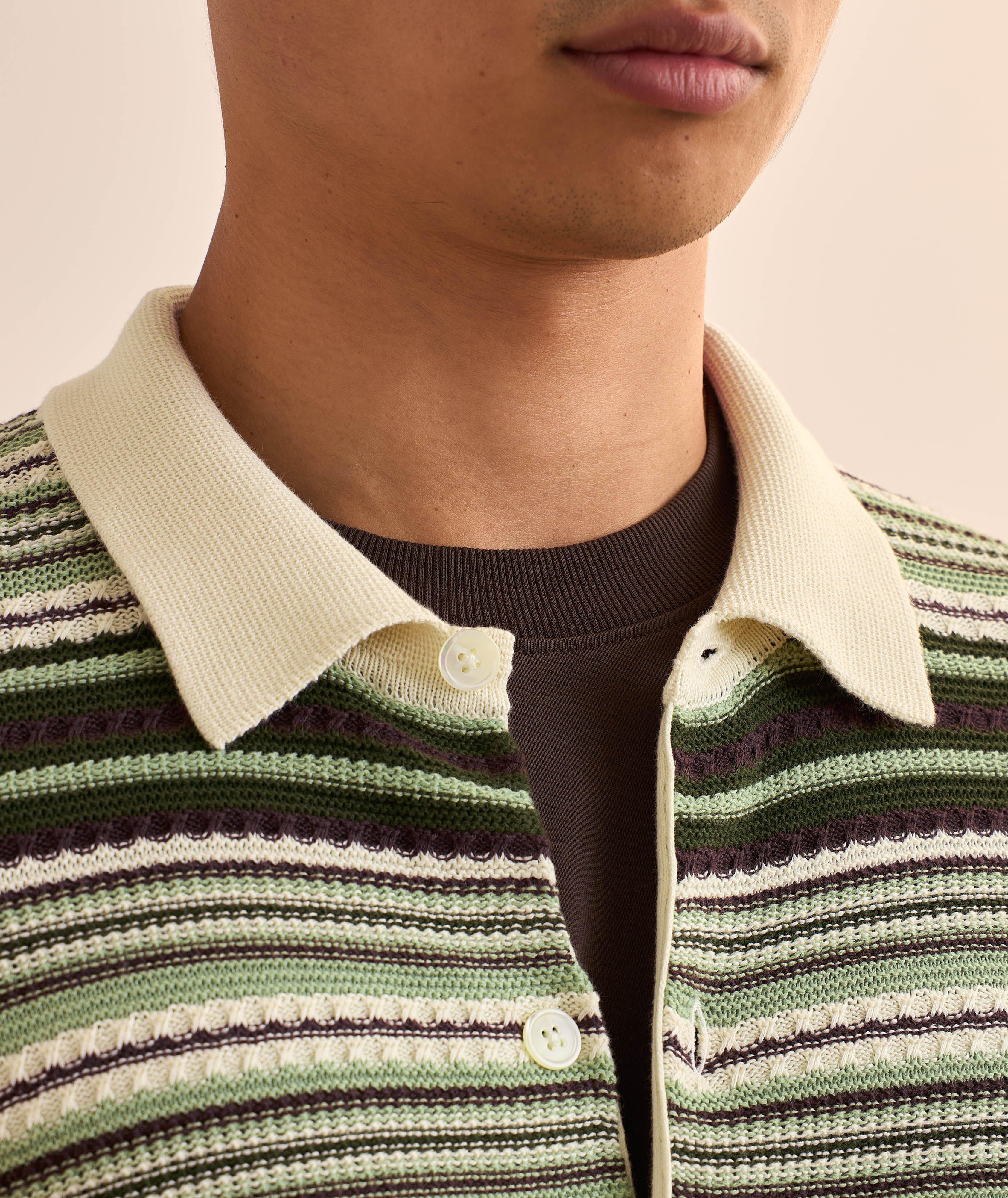 Nolan Textured Stripe Cardigan Polo image 4