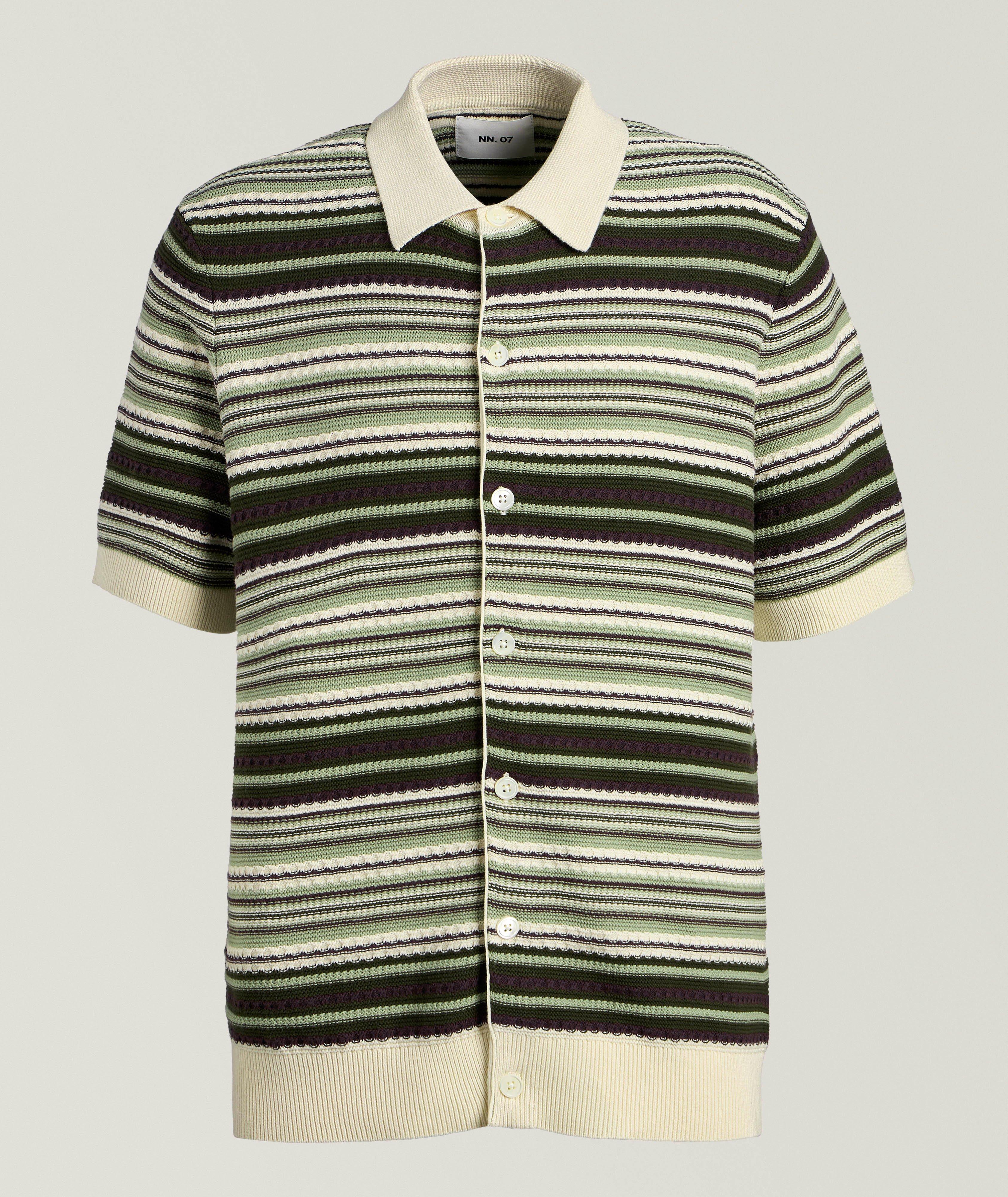 Nolan Textured Stripe Cardigan Polo image 0