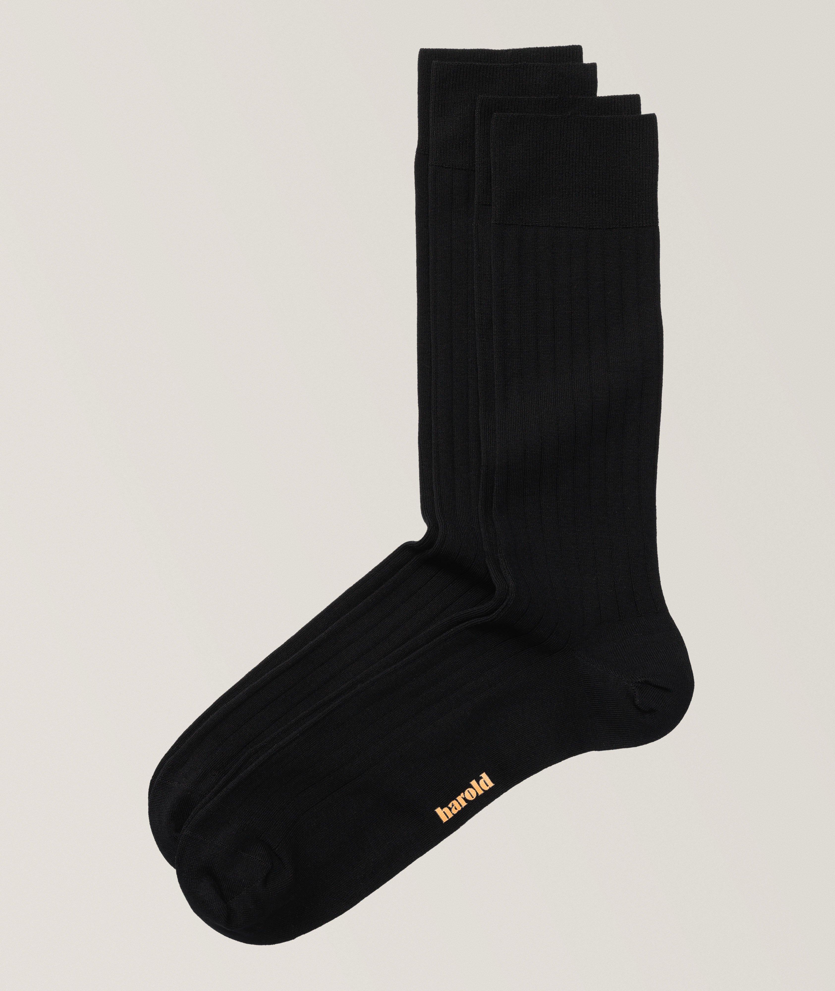 Two-Pack Ribbed Cotton-Blend Socks image 0