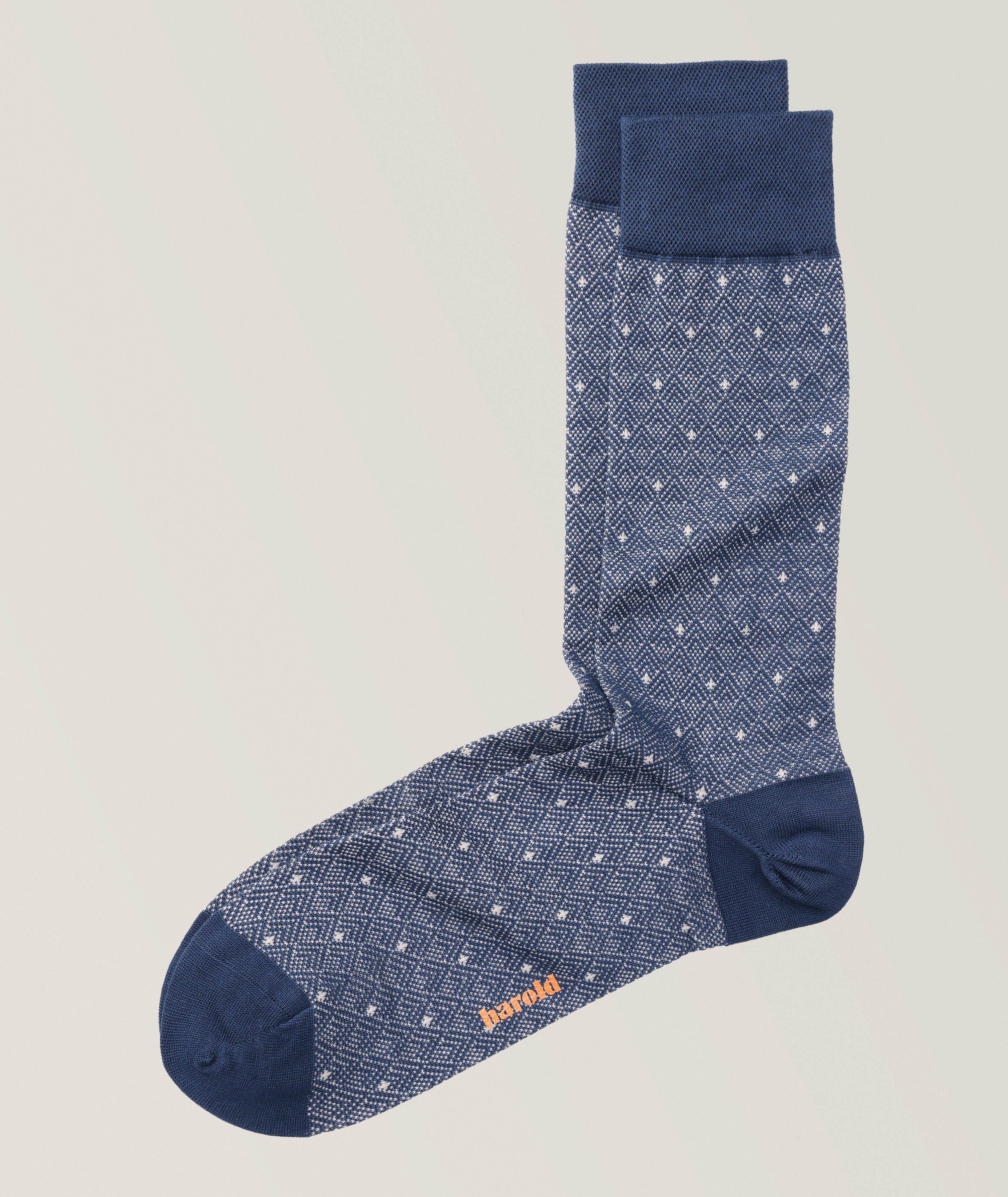 Chaussettes en coton extensible à motif géométrique image 0