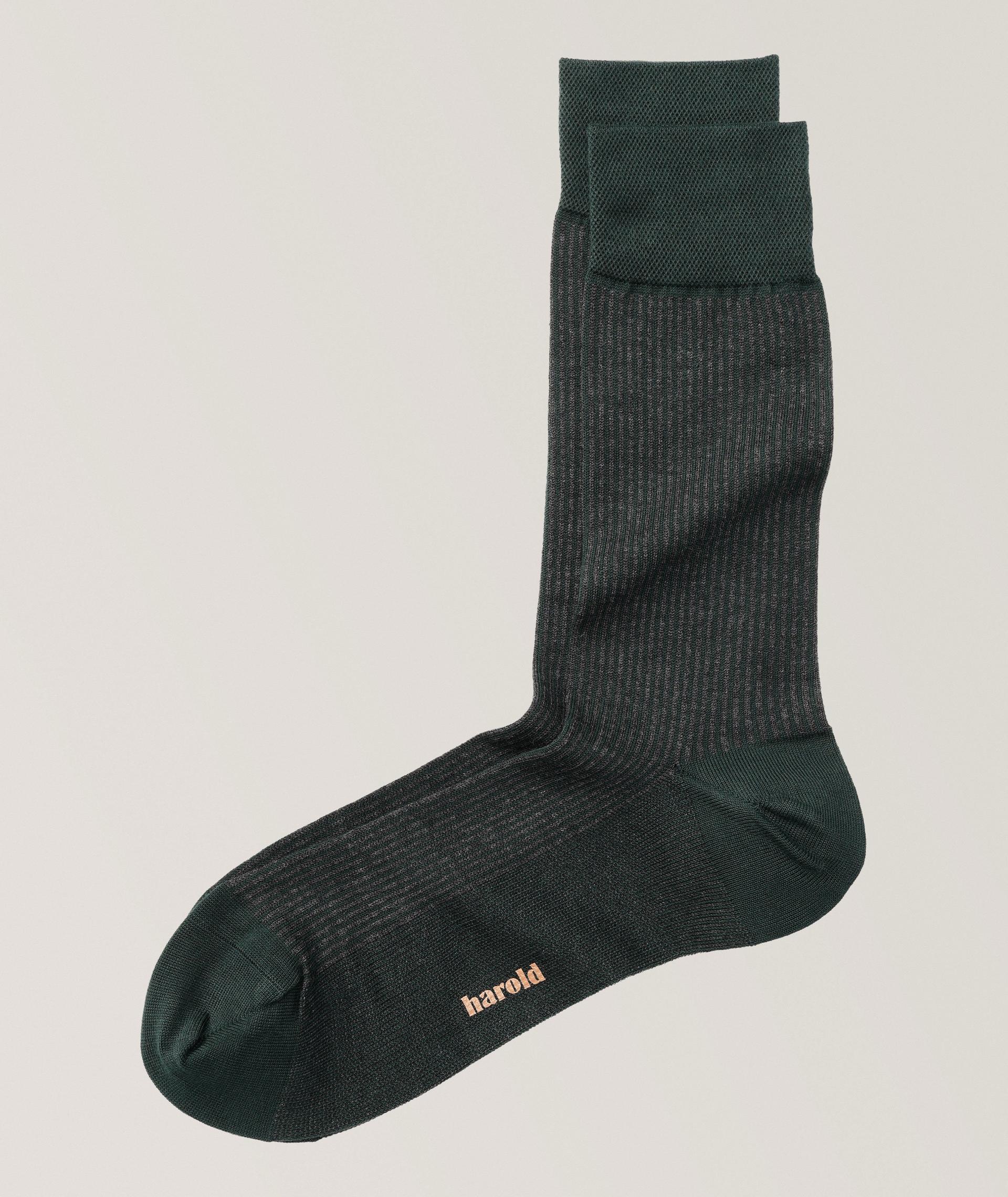 Ribbed Contrast Stretch-Cotton Socks image 0