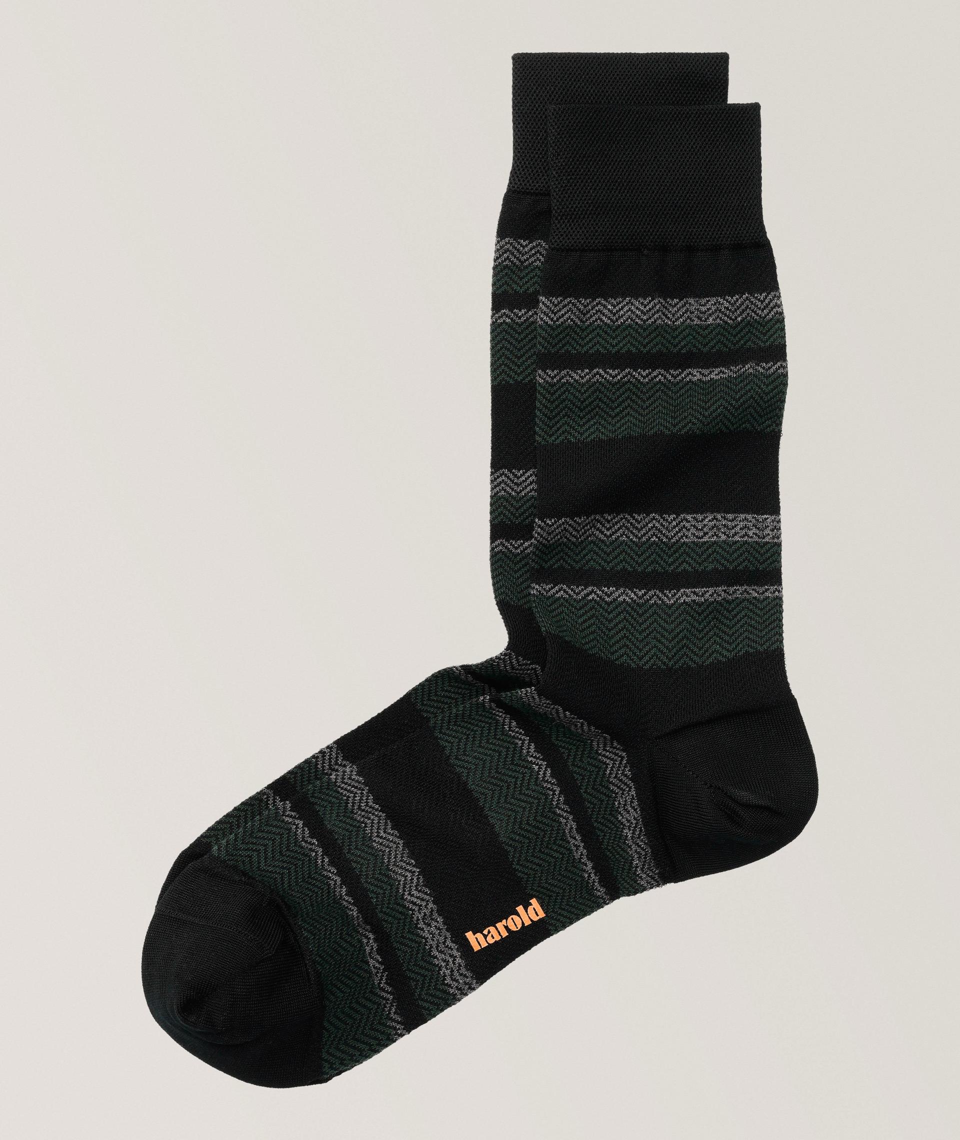 Chevron Stripes Stretch-Cotton Socks image 0
