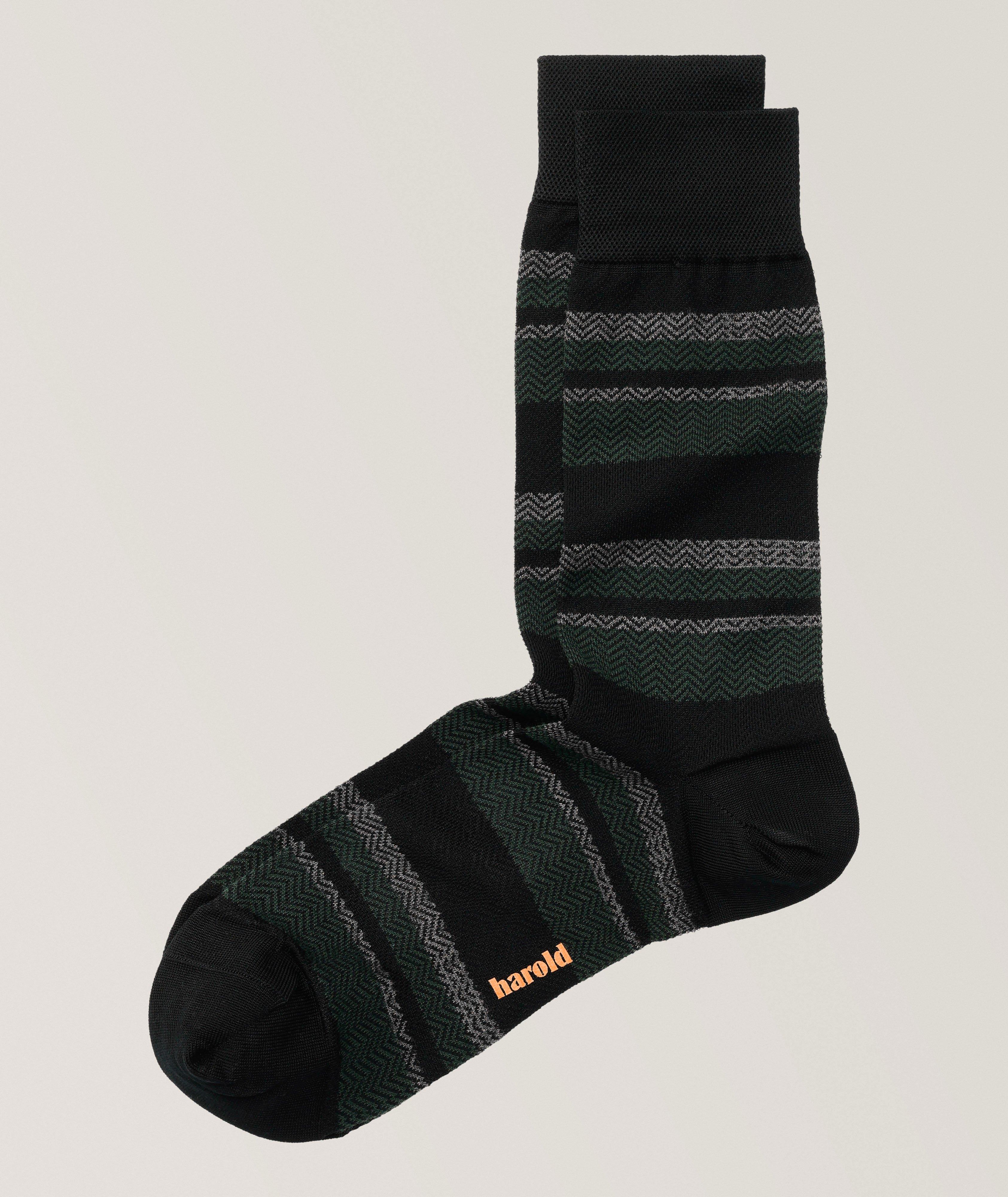 Chevron Stripes Stretch-Cotton Socks image 0