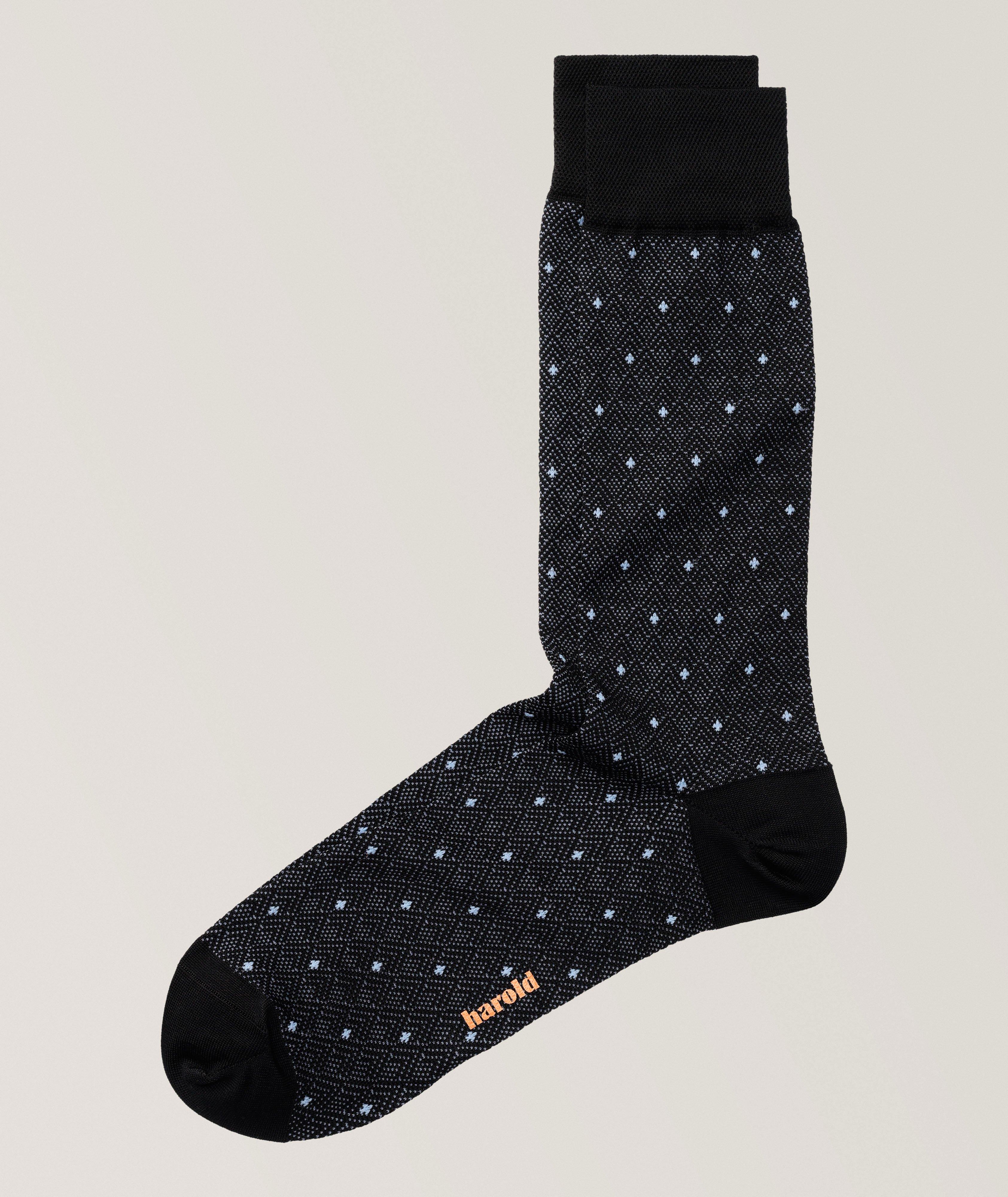 Geometric Diamond Stretch-Cotton Socks image 0