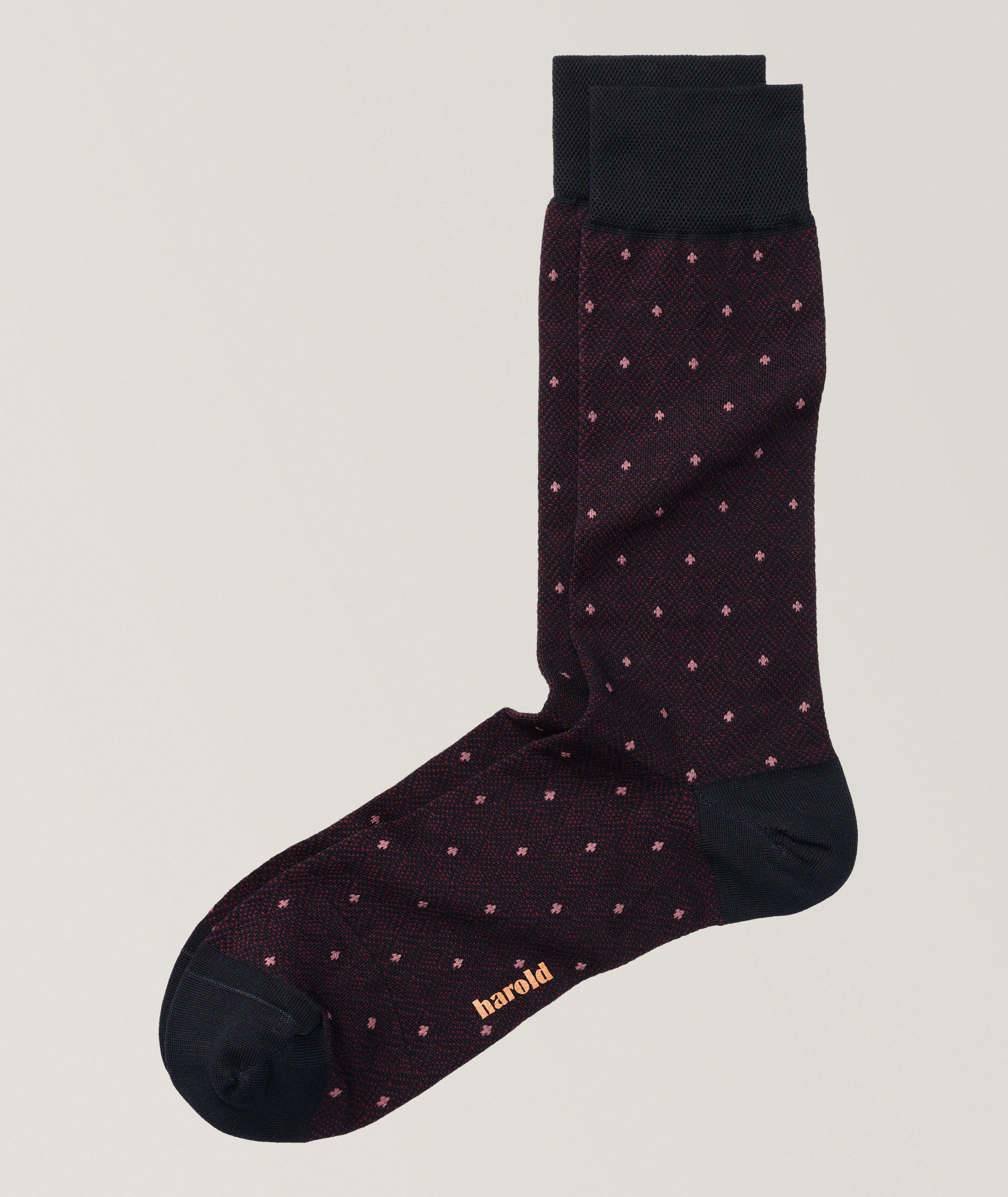 Chaussettes en coton extensible à motif géométrique image 0