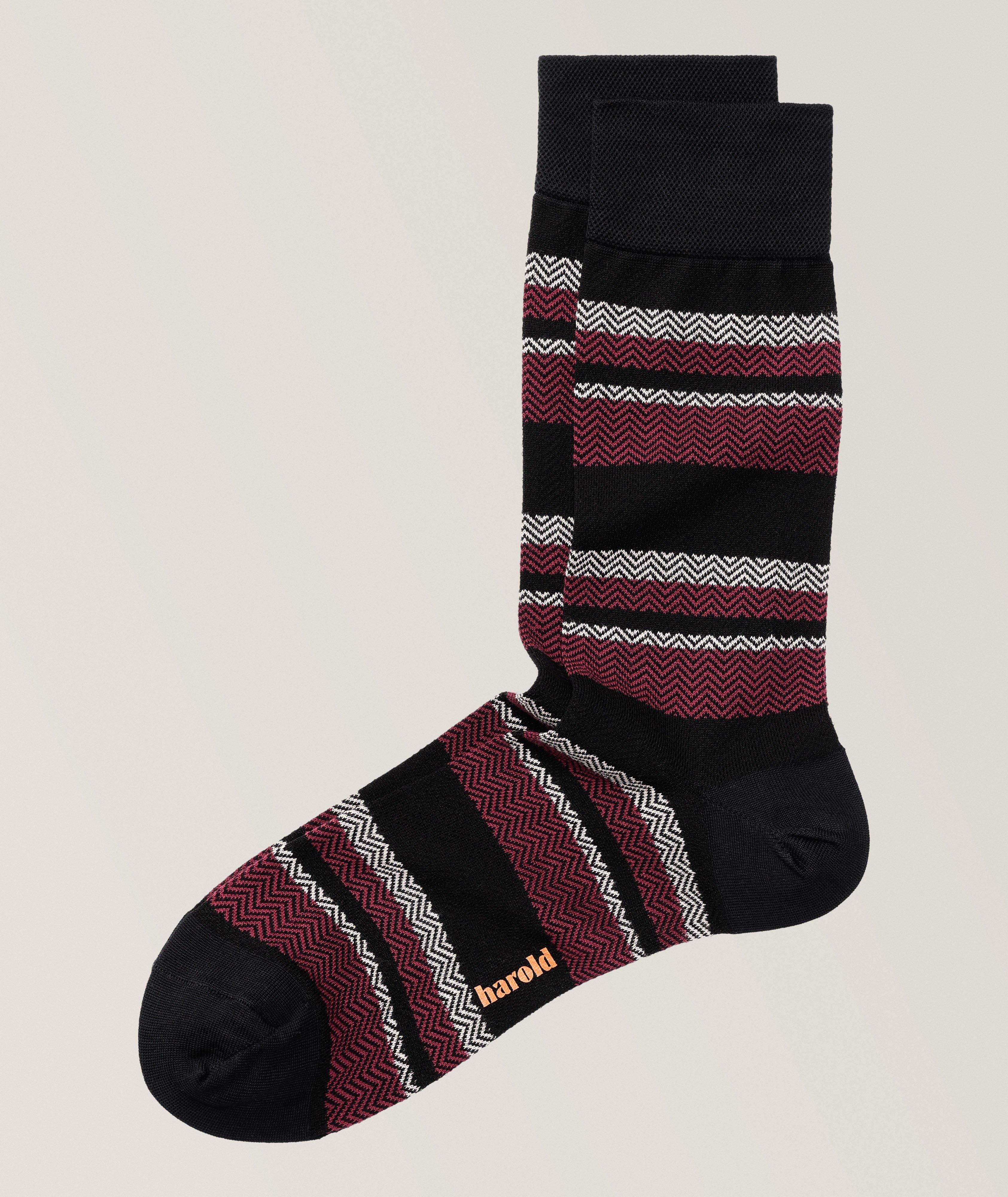 Chevron Stripes Stretch-Cotton Socks image 0