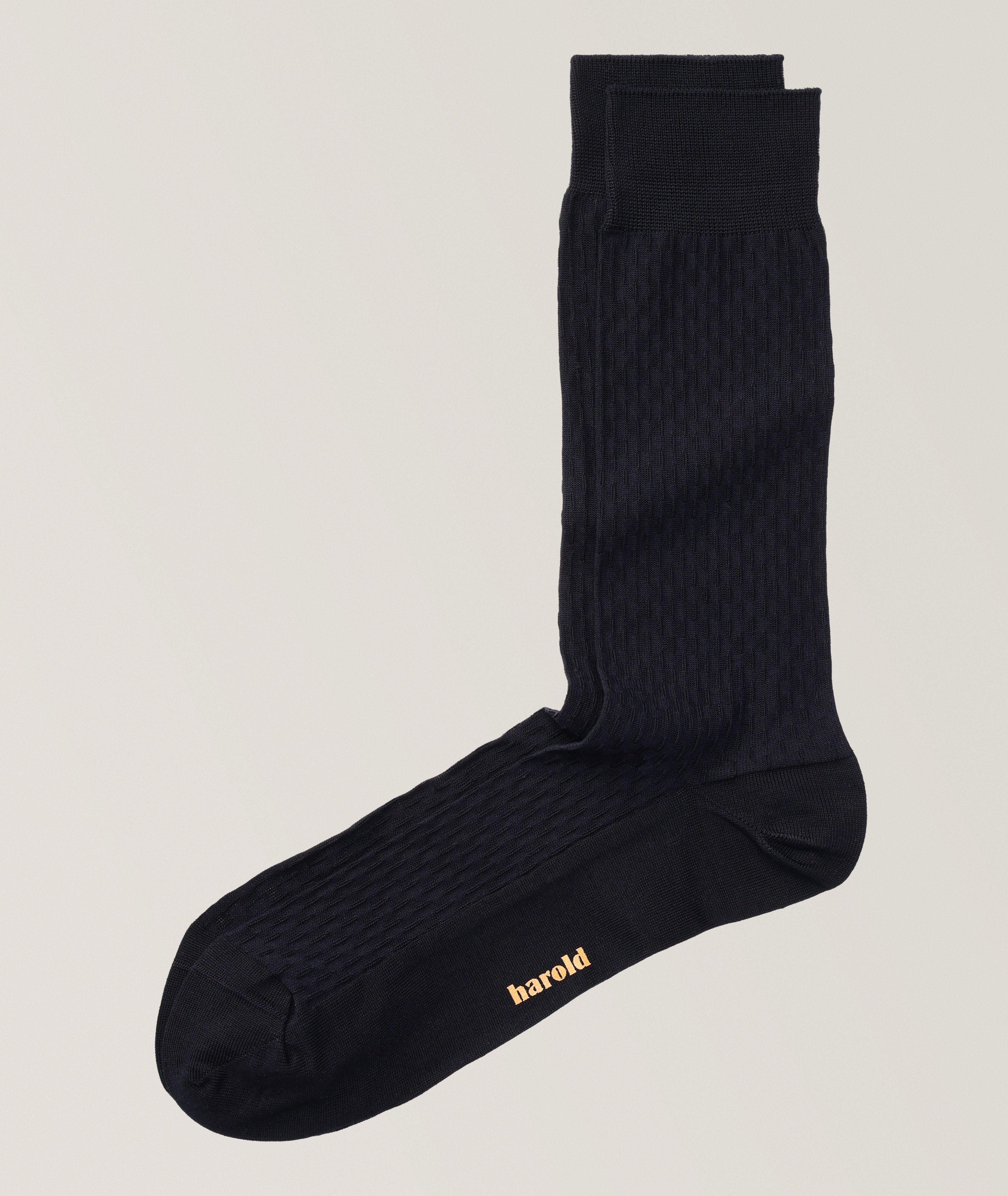 Textured Line Cotton-Blend Socks image 0
