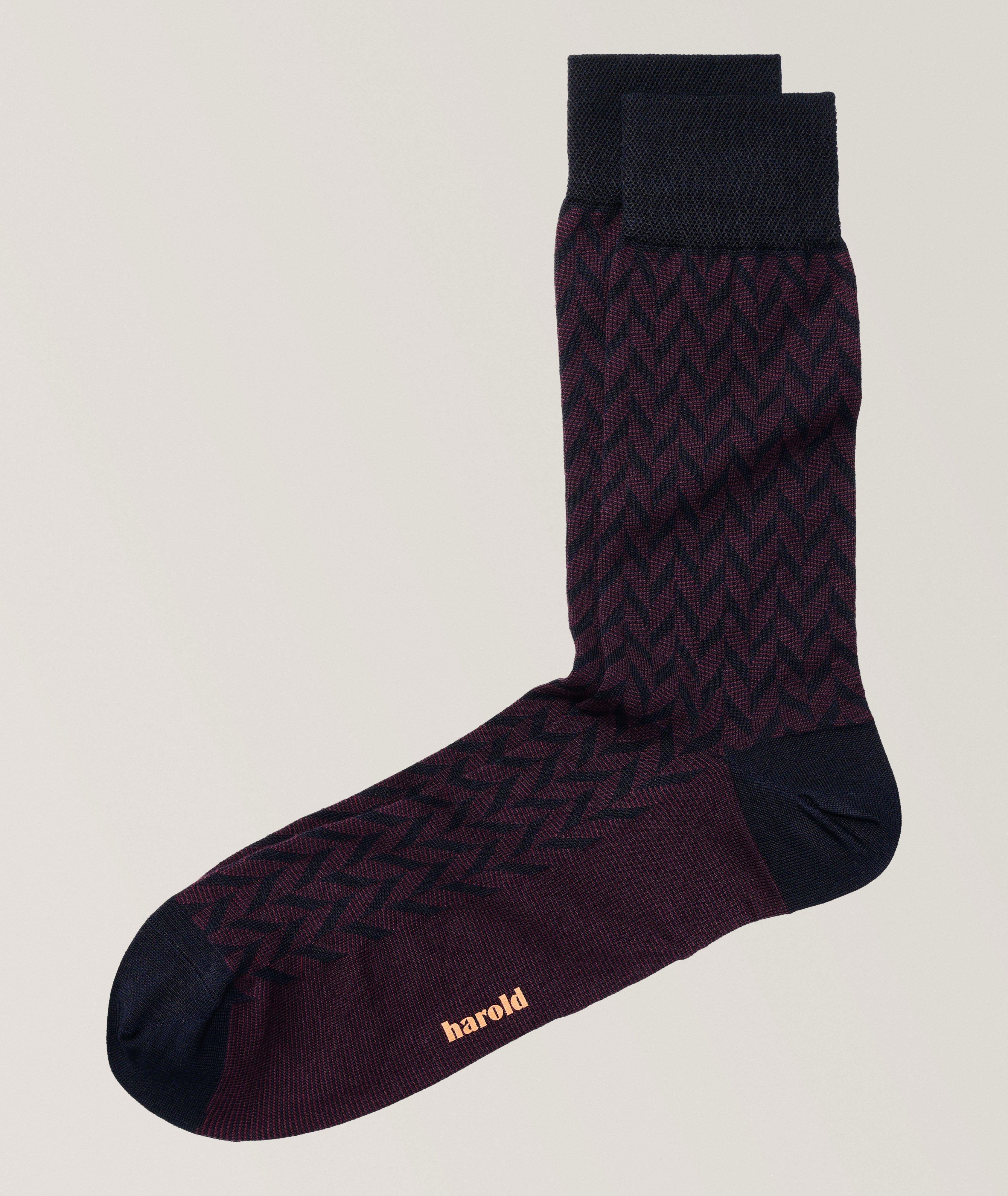 Macro-Chevron Stretch-Cotton Socks  image 0