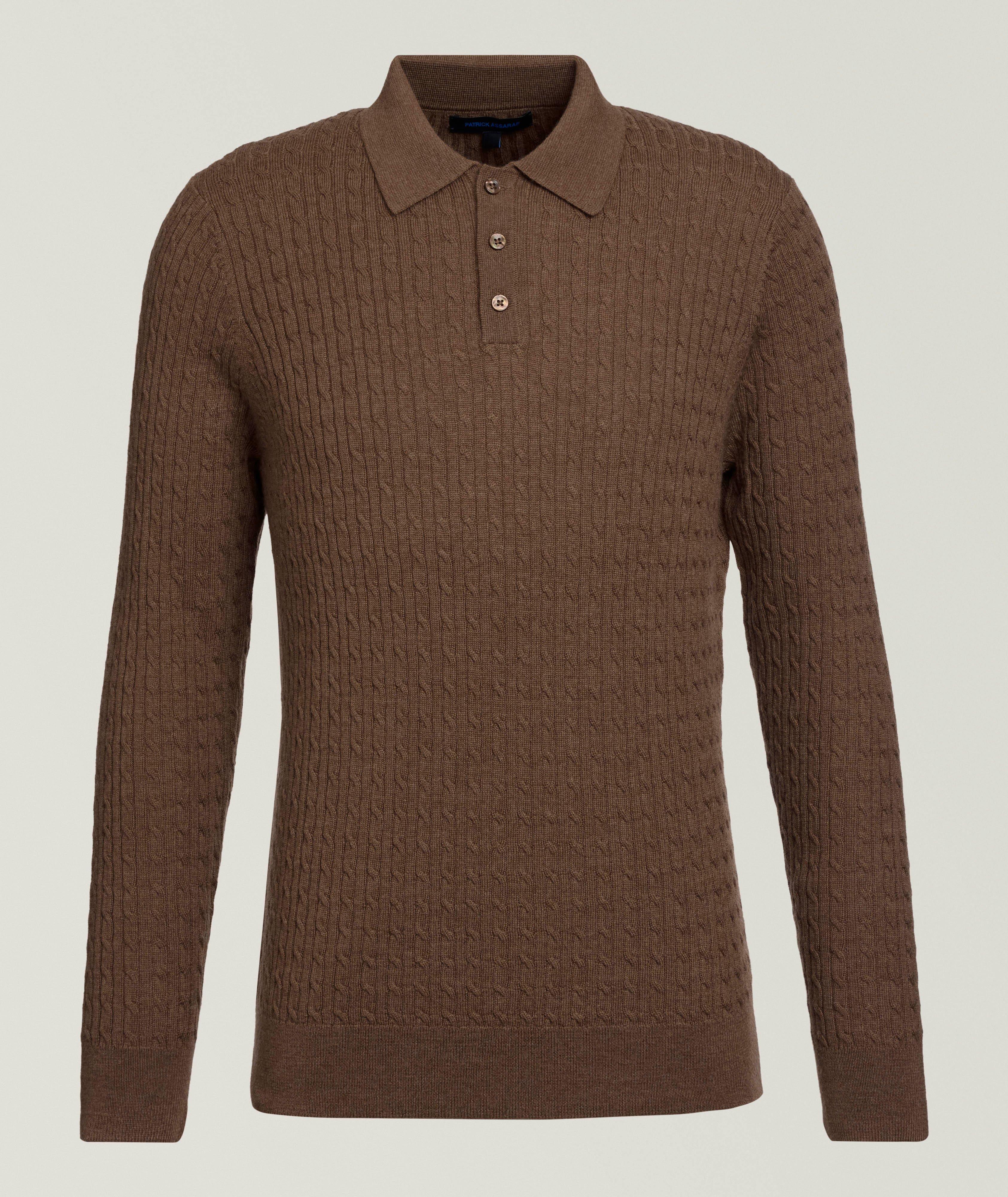 Polo mérinos à motif torsadé fin image 0