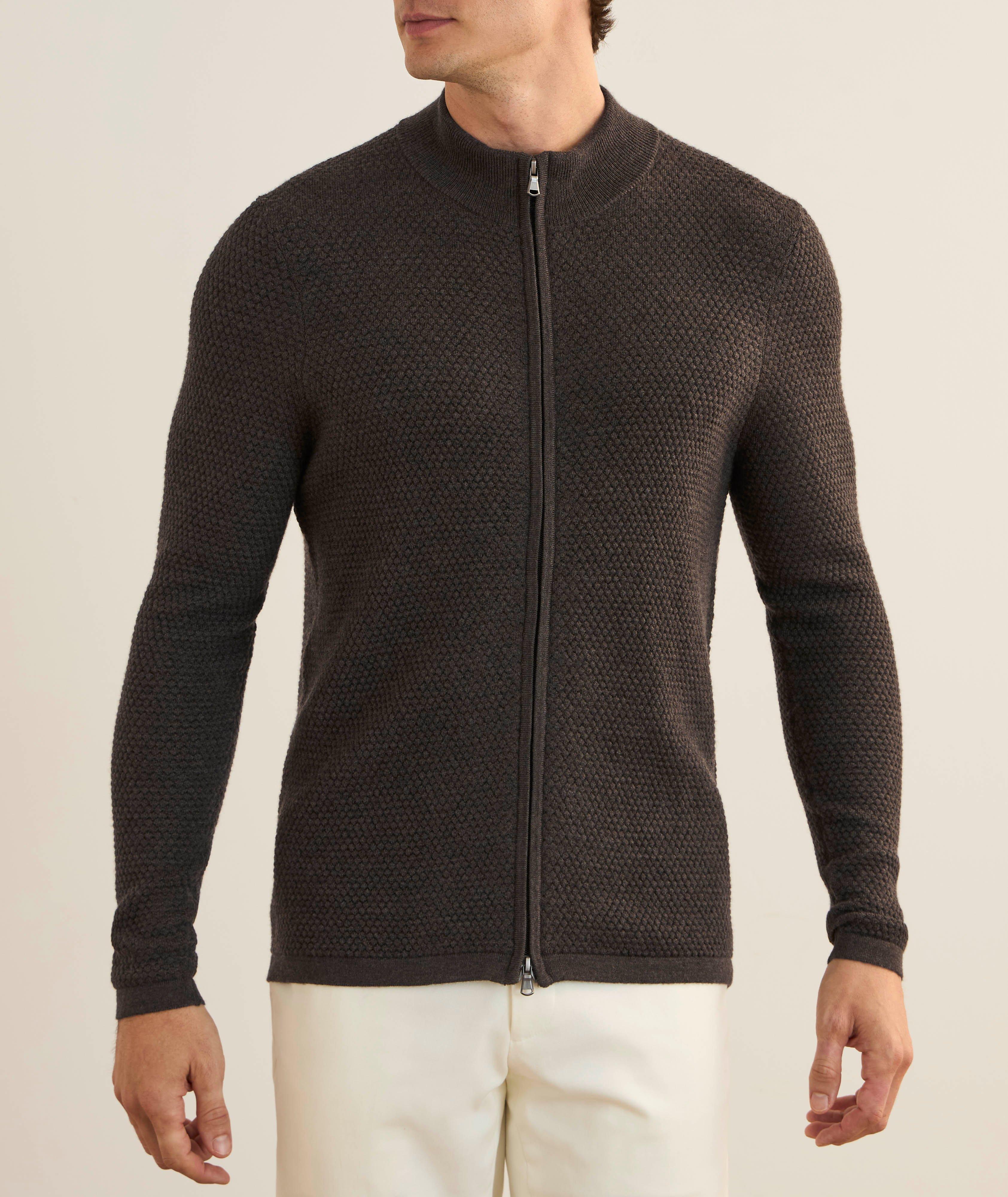 Pull en laine mérinos extrafine à fermeture éclair intégrale image 1