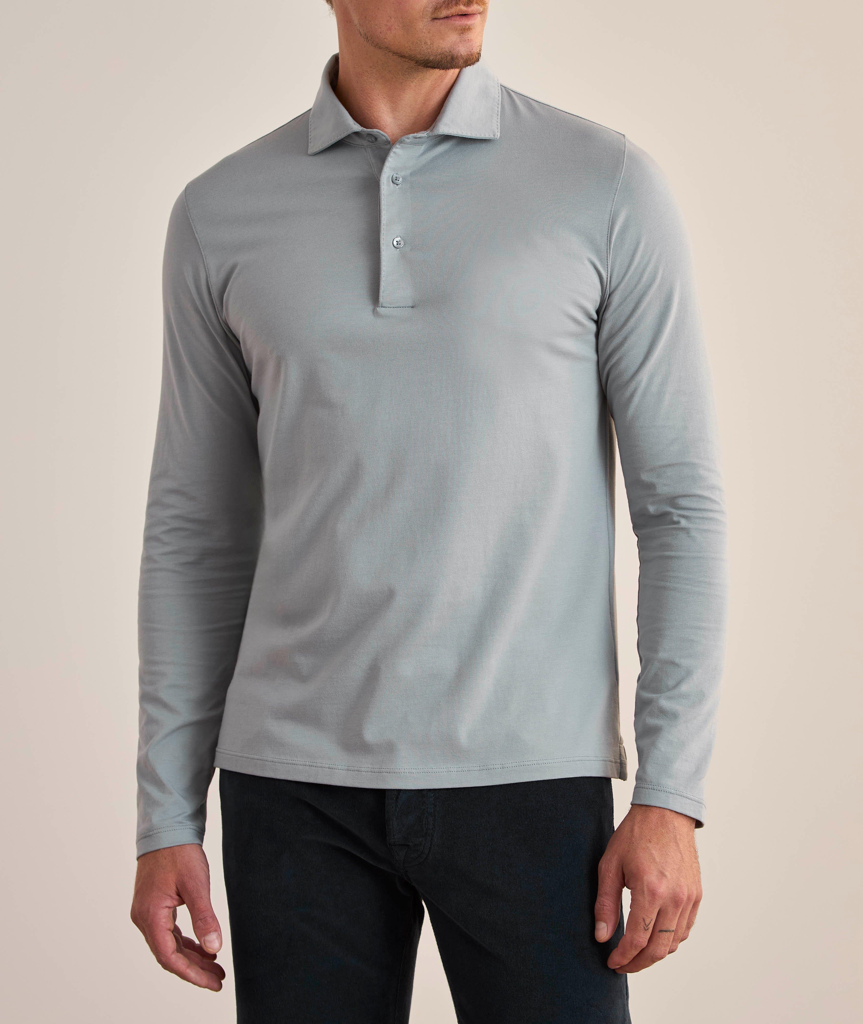 Long-Sleeve Stretch-Pima Polo image 1