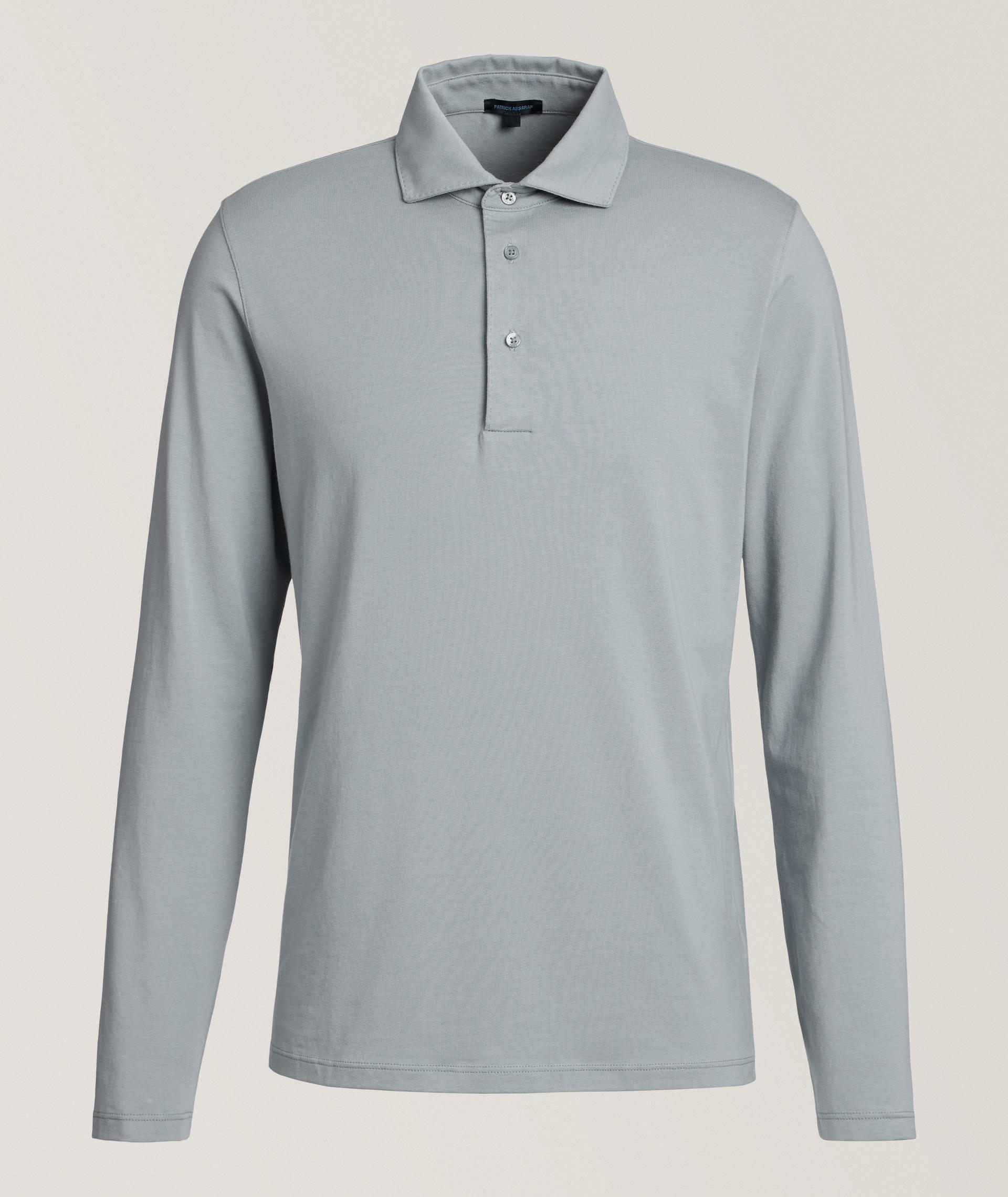 Polo en coton pima extensible à manches longues image 0