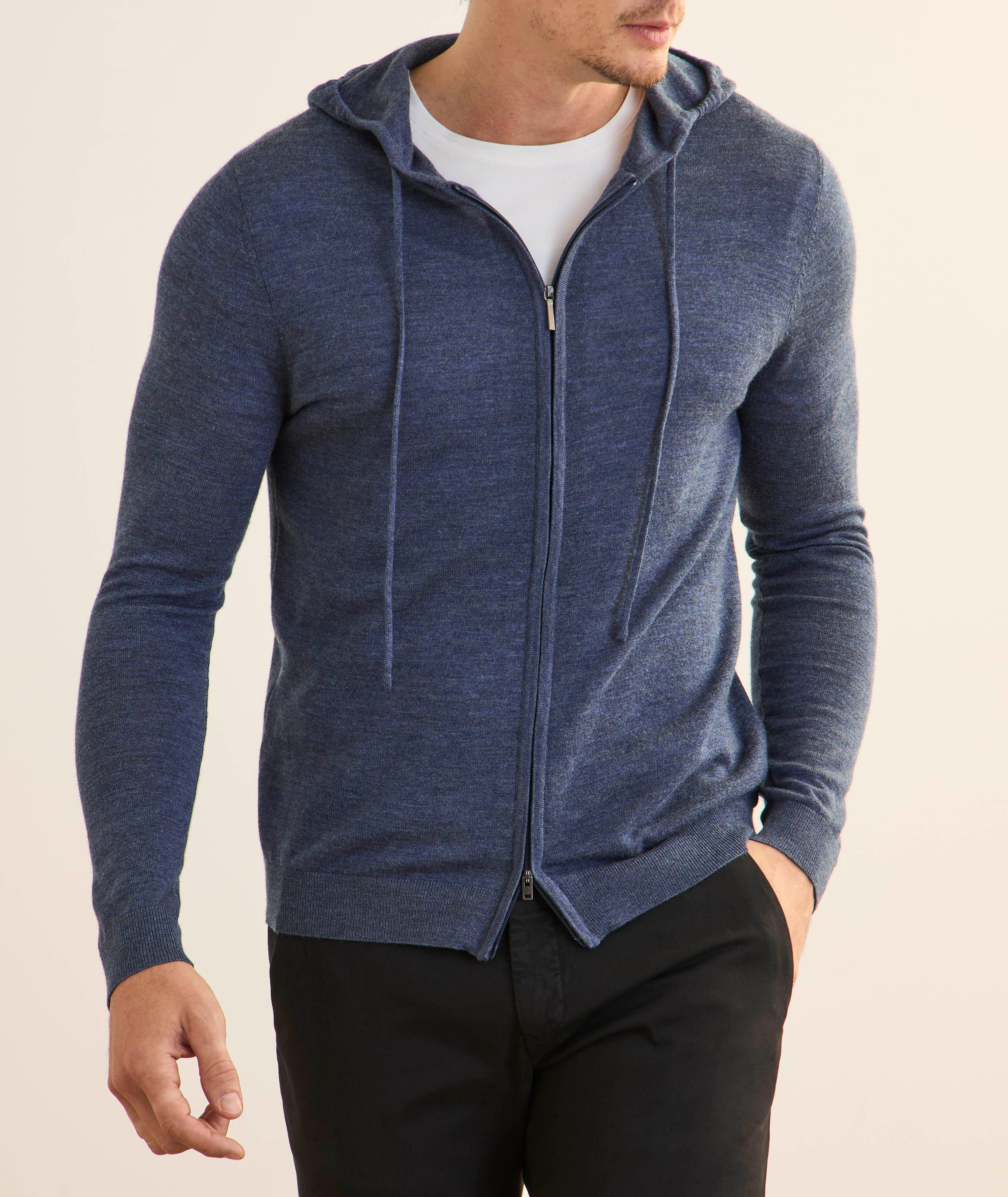 Pull à capuche zippé en laine mérinos extra-fine image 1