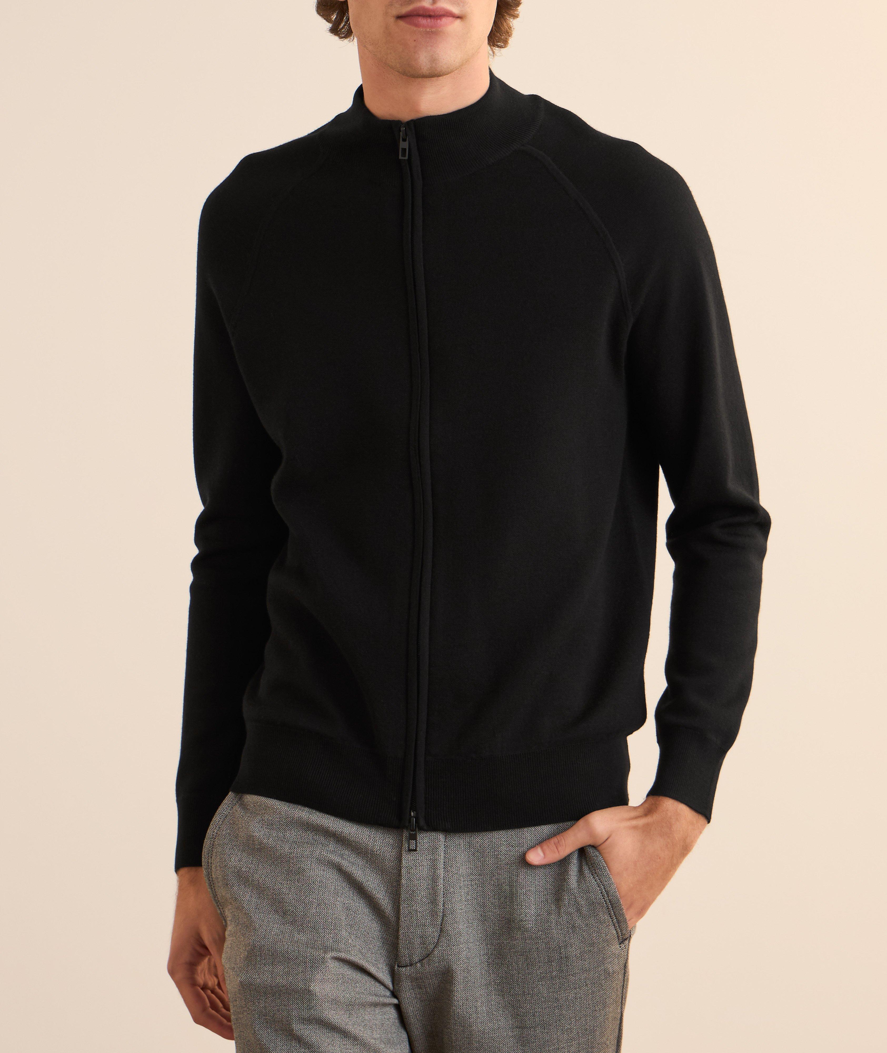 Cardigan raglan en laine mérinos double face image 1