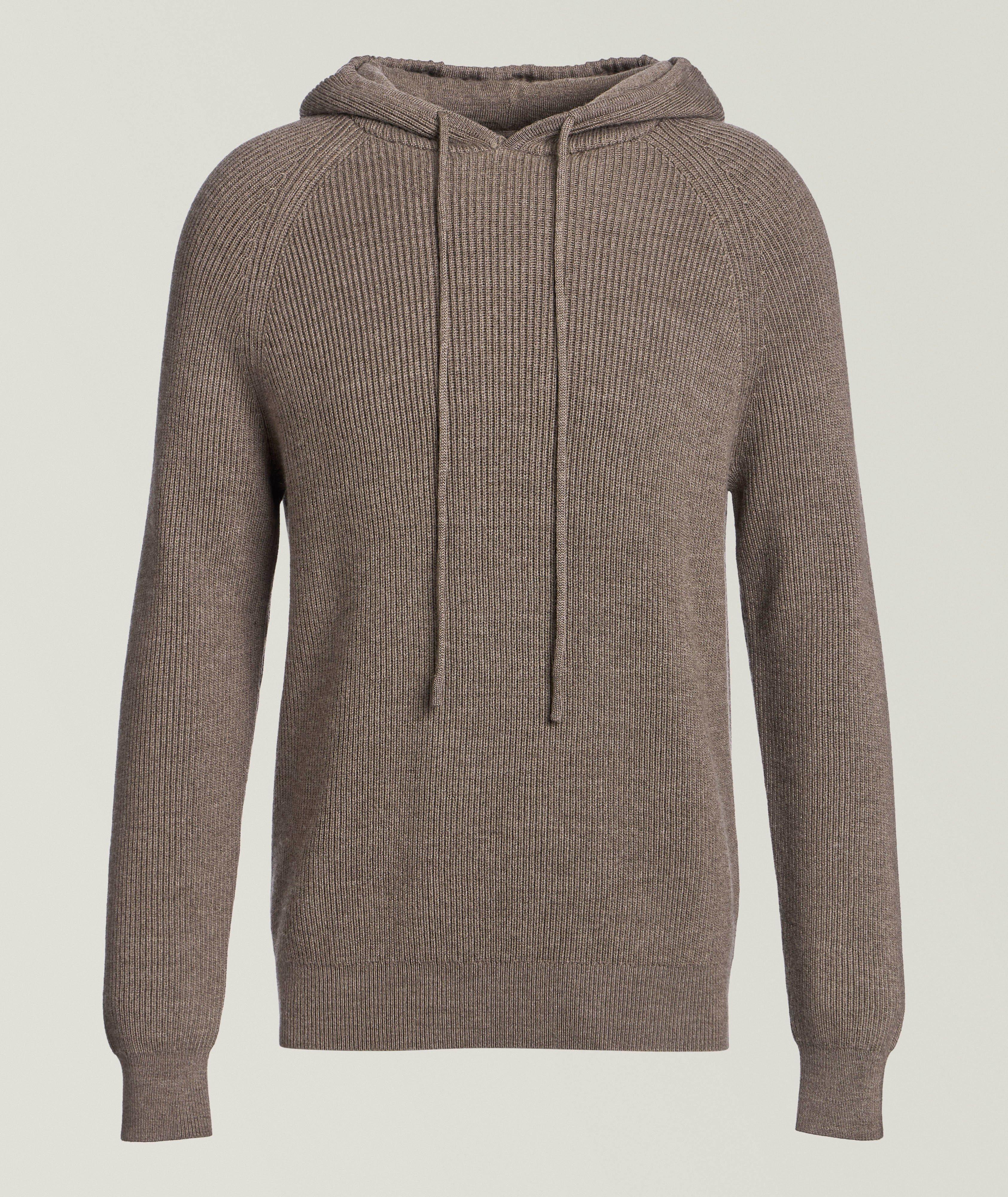 Merino Wool Ribbed Hooded Sweater image 0