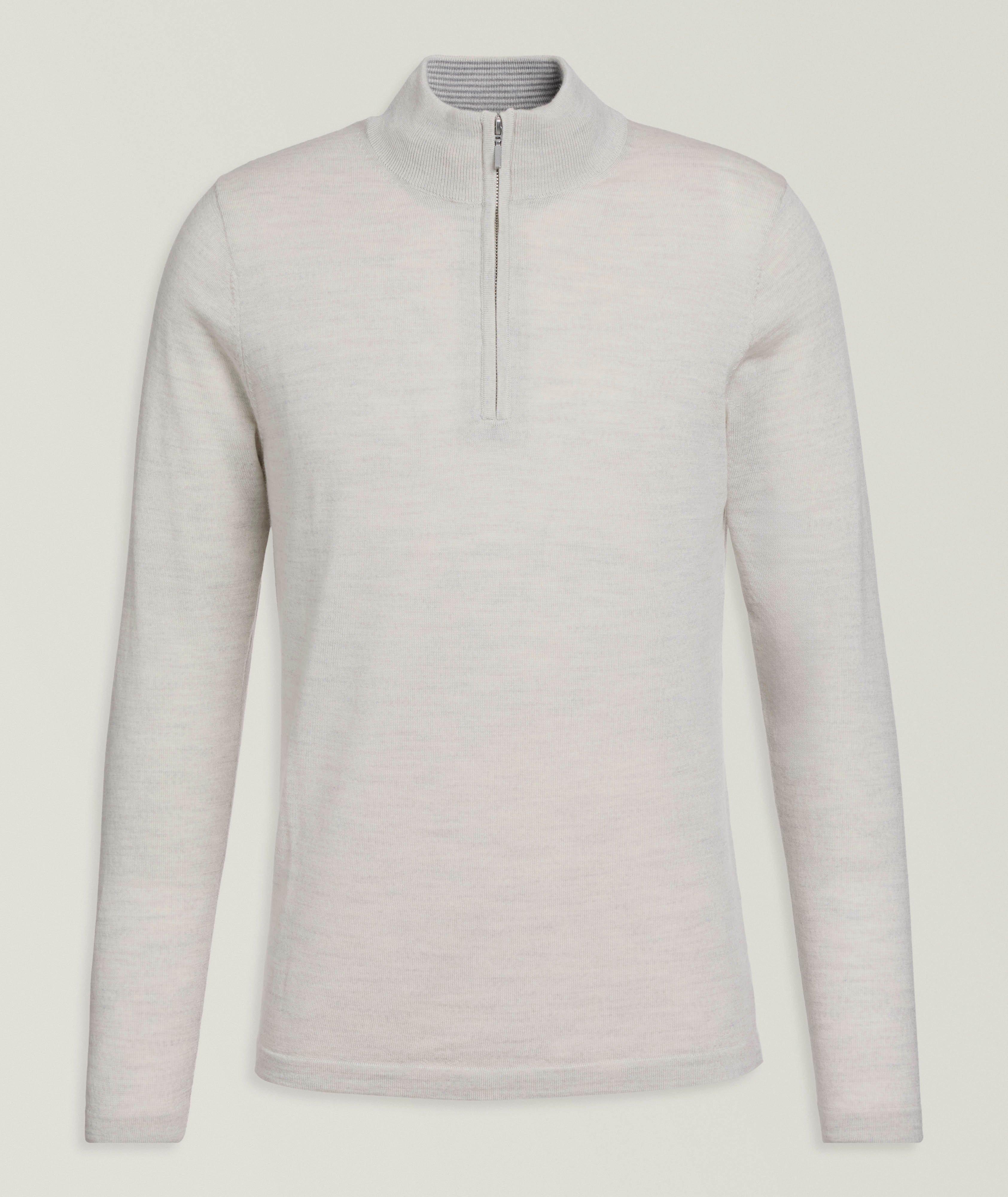 Pull à demi-glissière en laine mérinos extrafine image 0