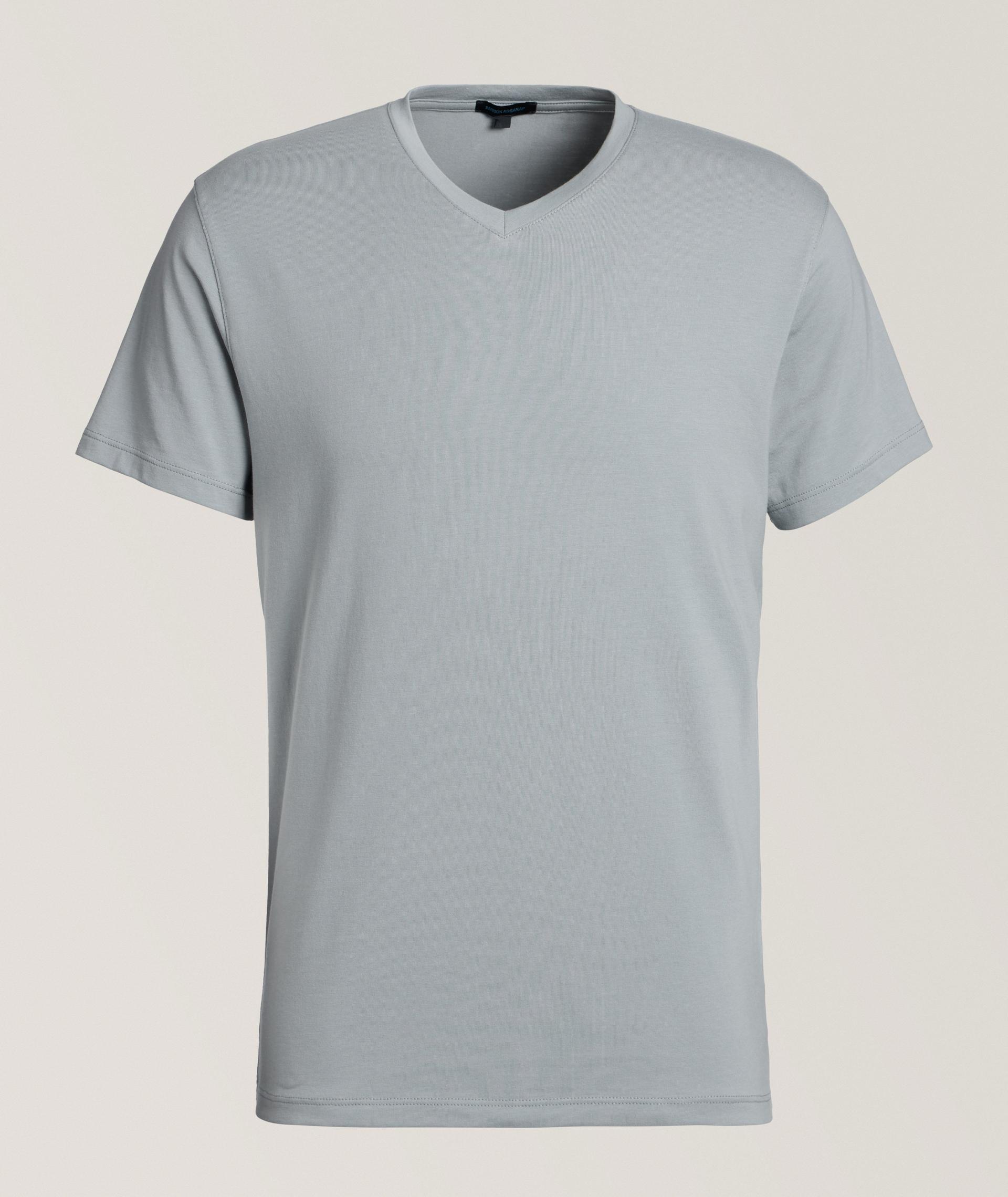T-shirt en coton pima extensible à encolure en V image 0