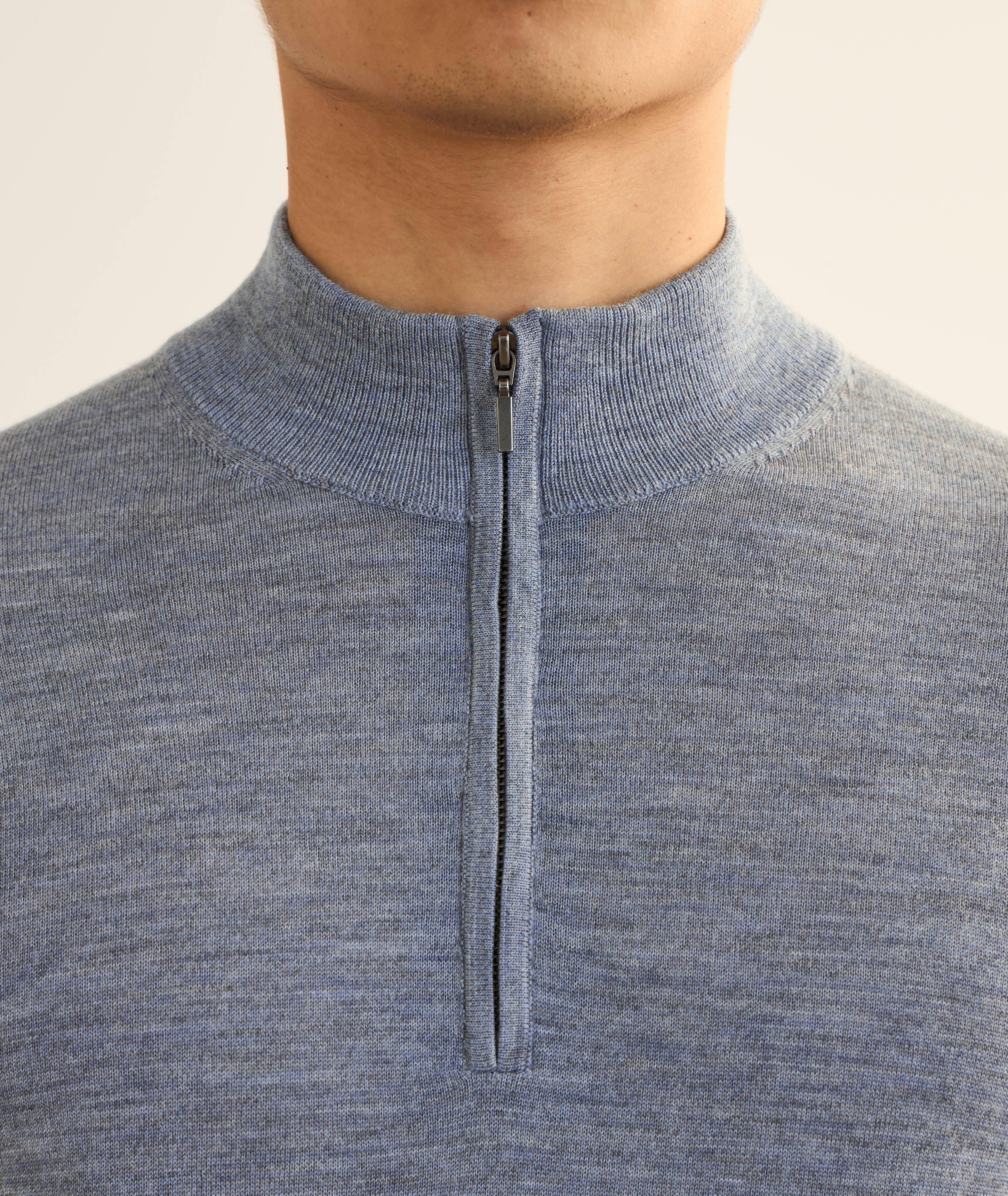 Pull à quart de zip en laine mérinos extra-fine image 3