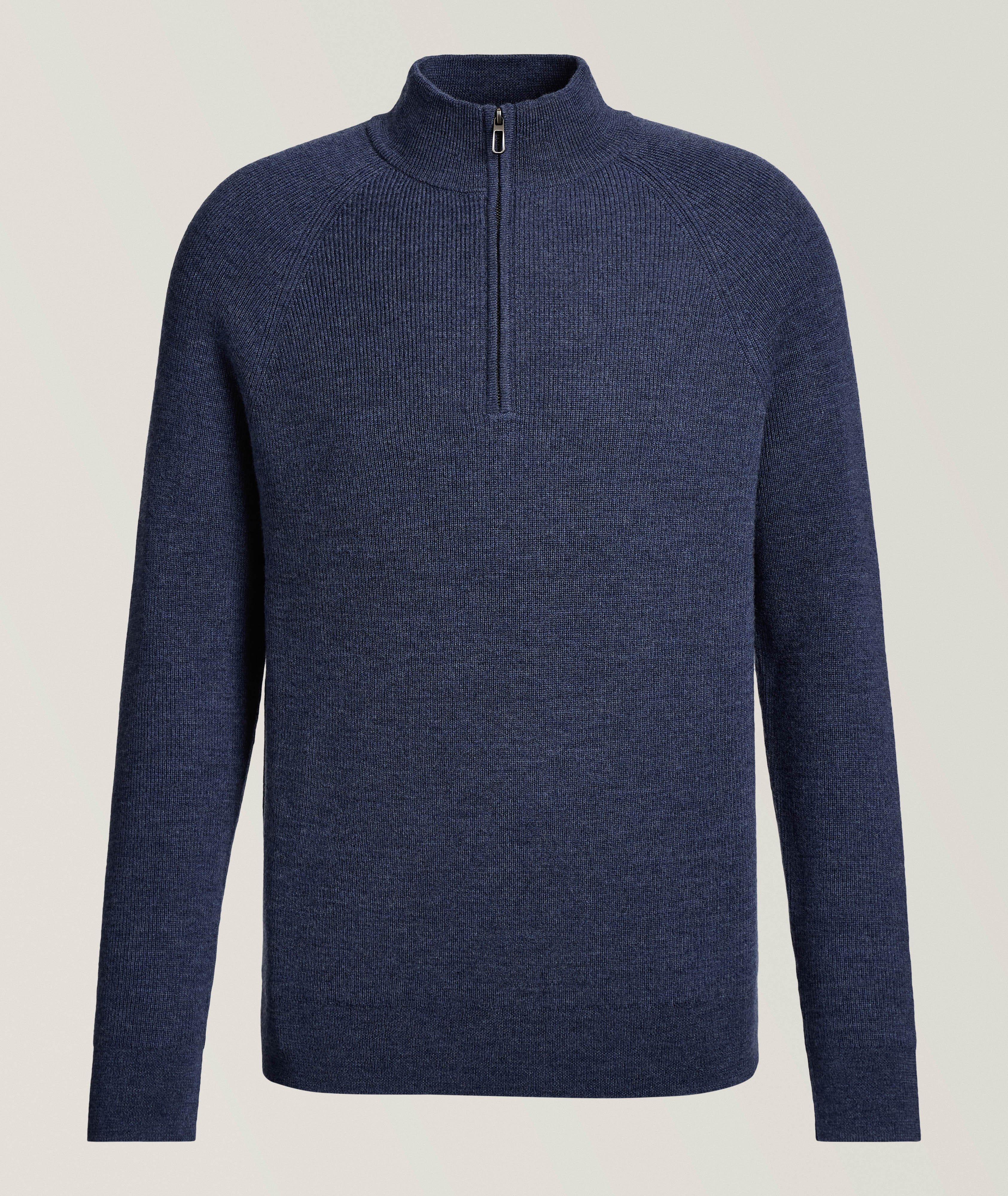 Ribbed Merino Wool Quarter-Zip Sweater image 0