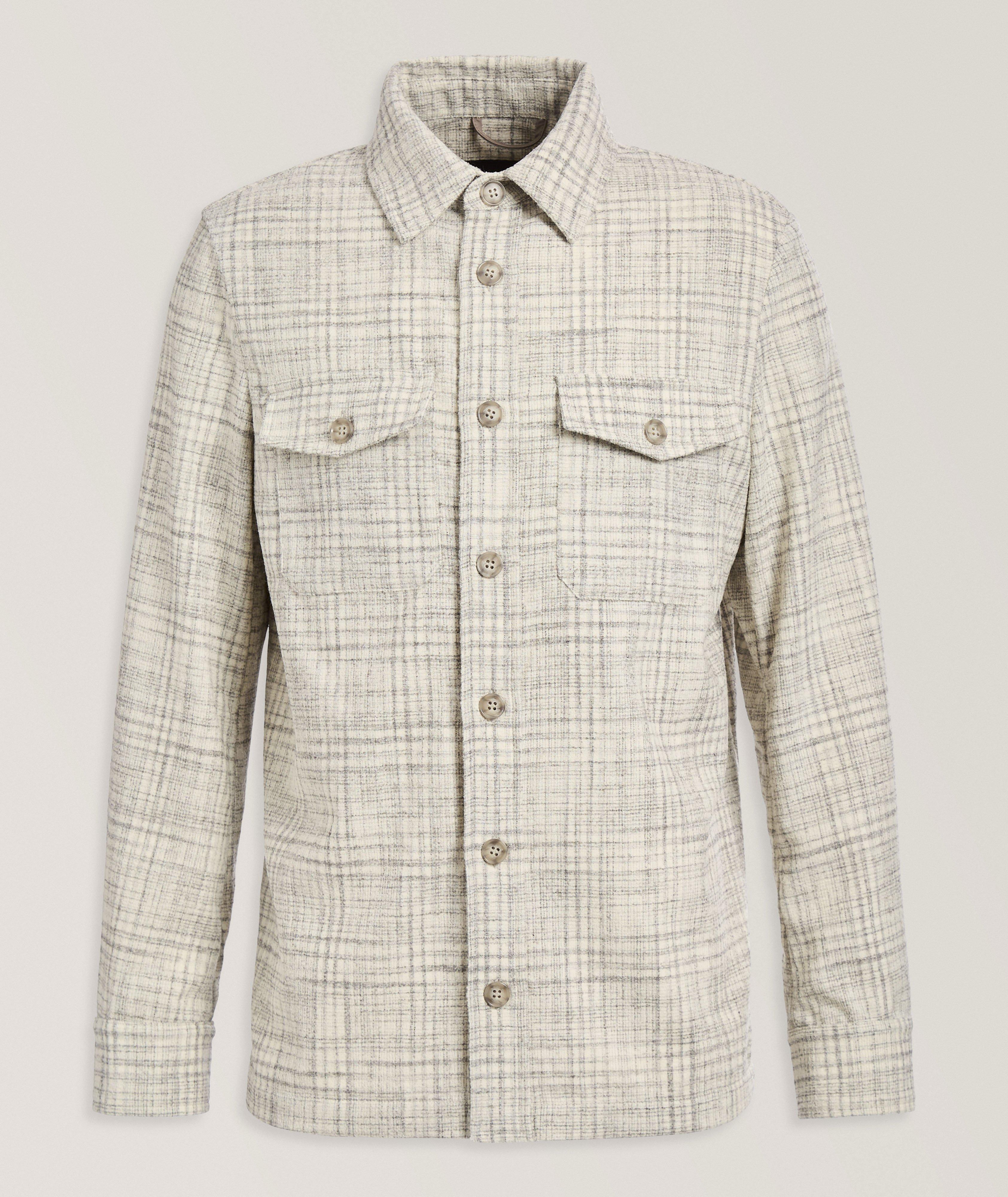 Veste chemise en laine mélangée et alpaga à carreaux image 0