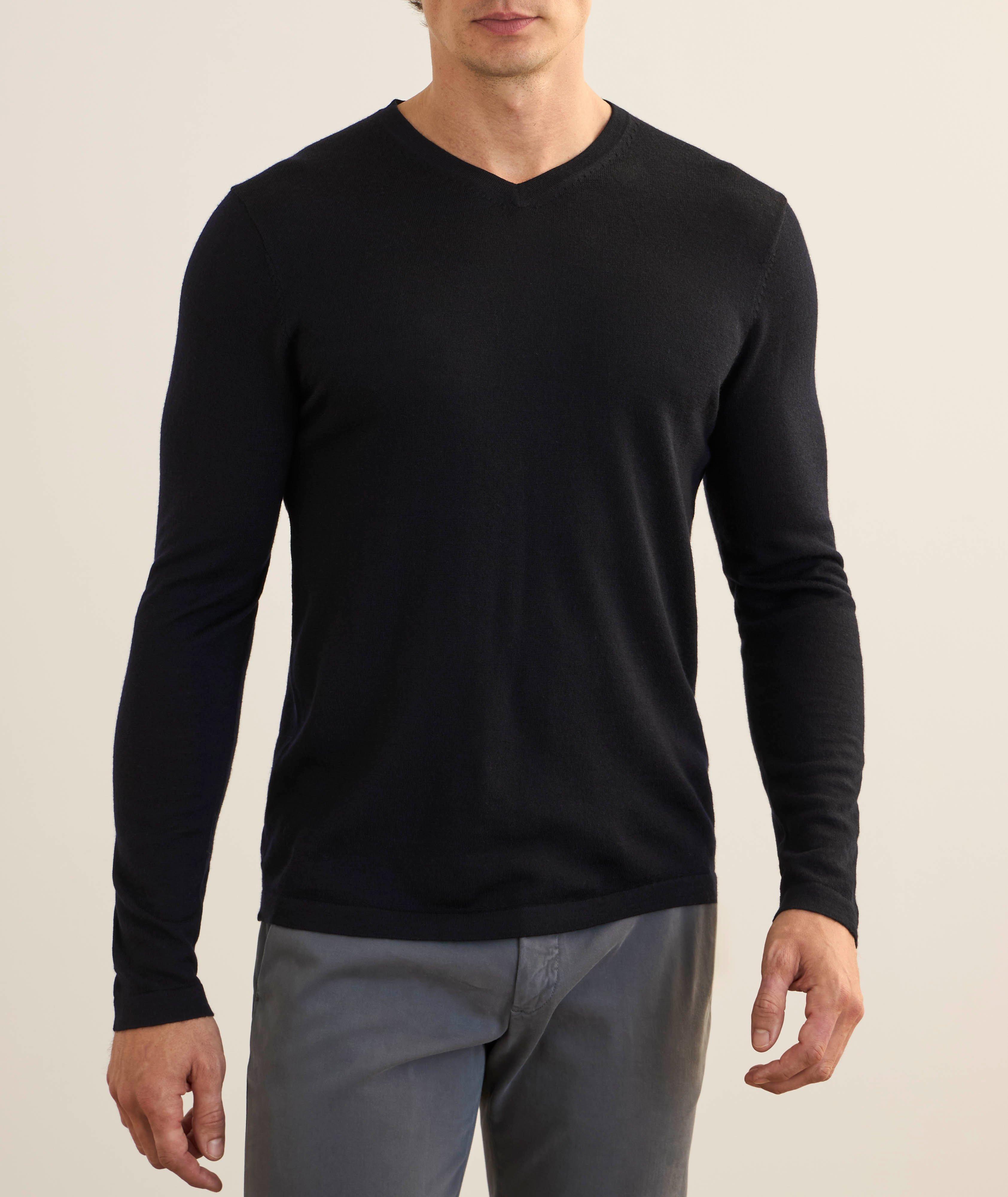 Pull en laine mérinos extra-fine à col en V image 1