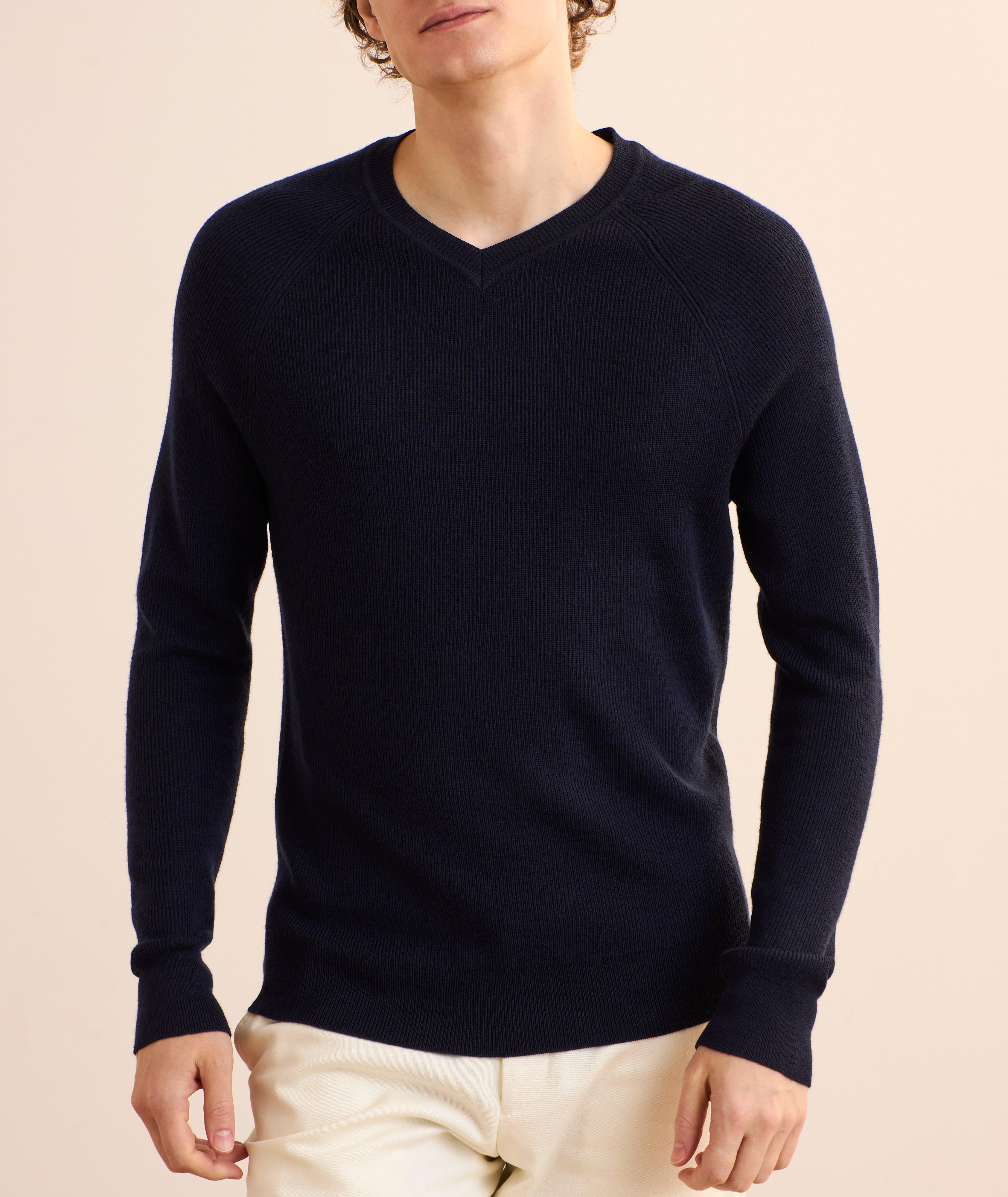 Extrafine Ribbed V-Neck Sweater image 1