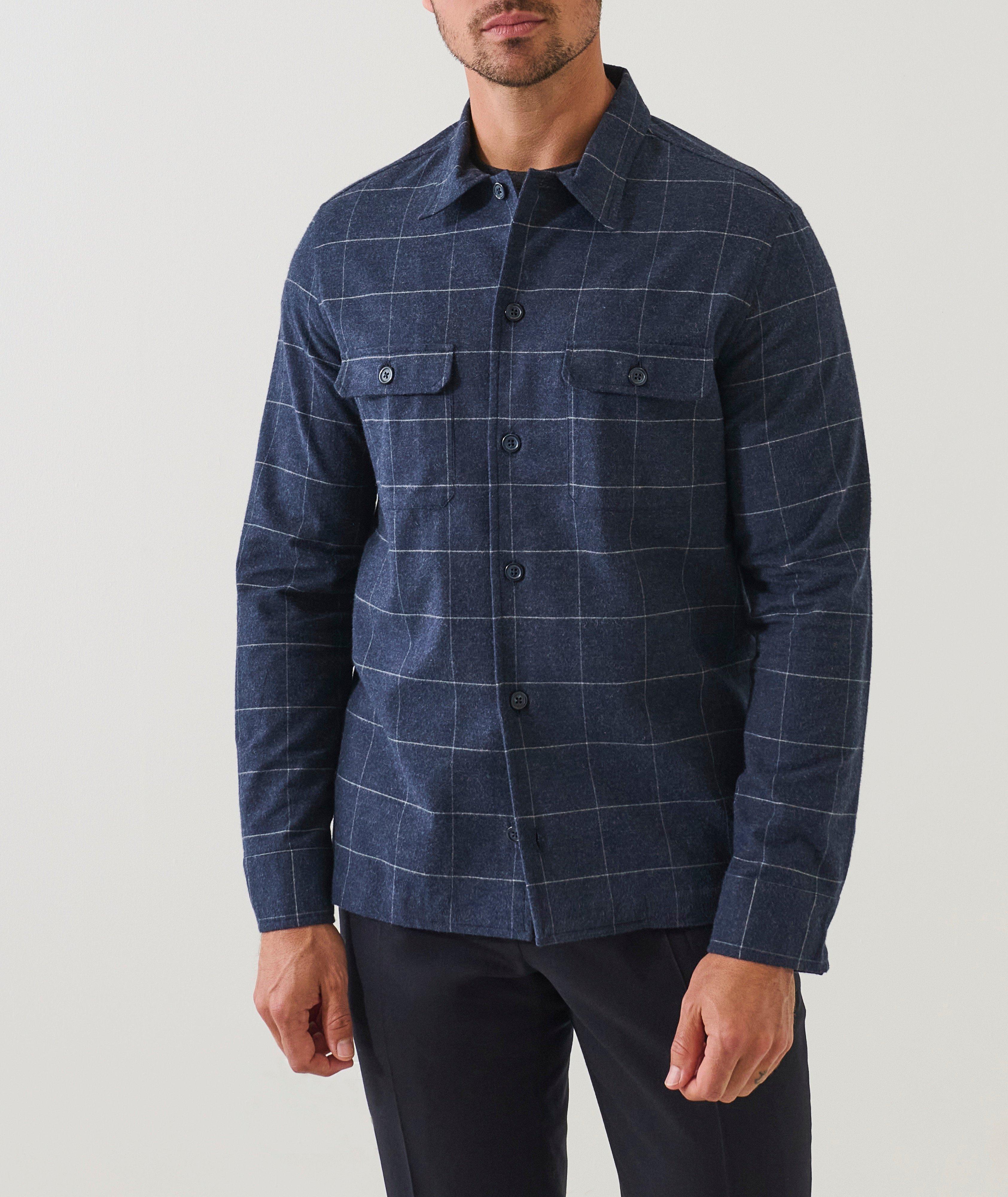 PA LS NVY/LT GRY CTN PLD OVRSHRT image 1